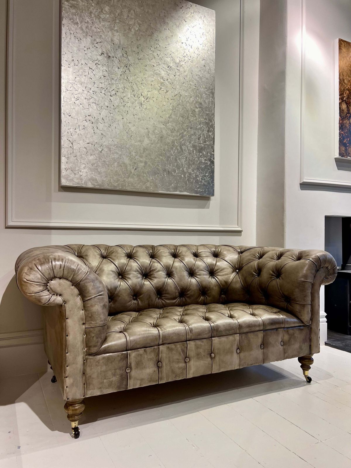 Our Hand Dyed Leather Goderich Chesterfield Sofa In Alpine Tan