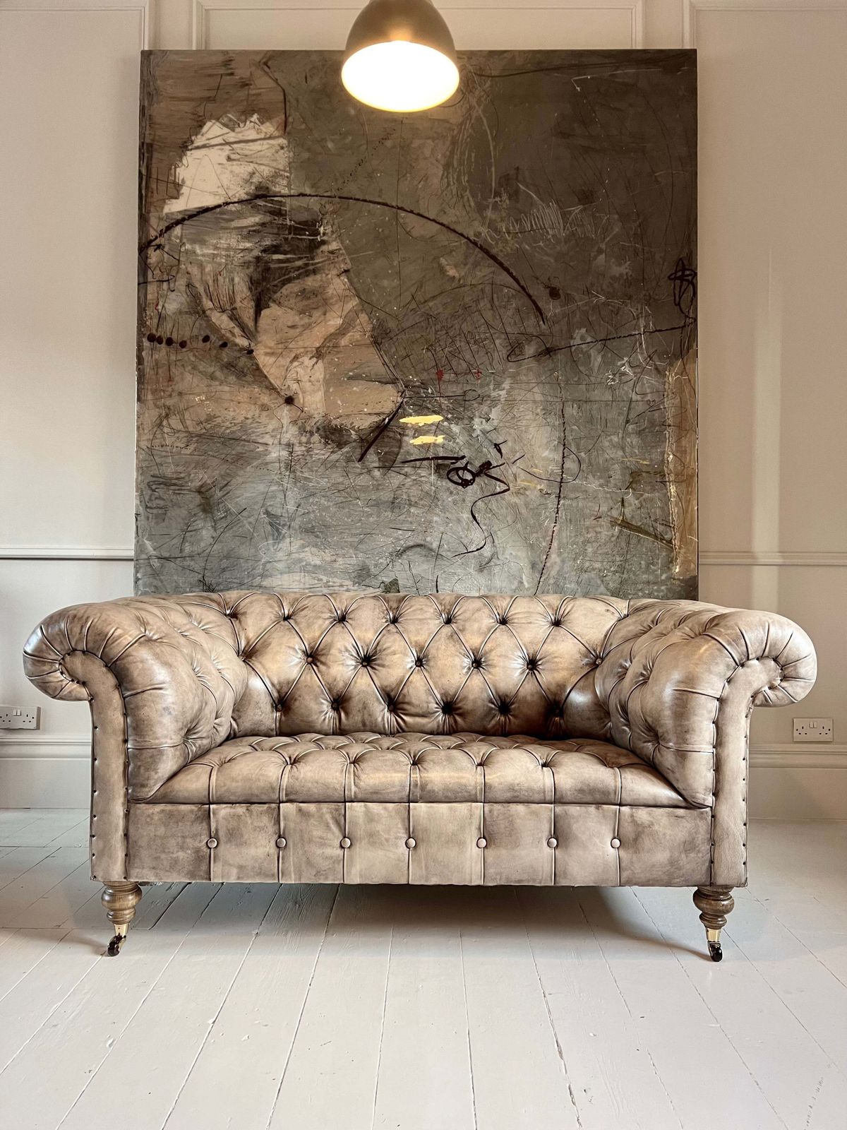 Our Hand Dyed Leather Goderich Chesterfield Sofa In Alpine Tan photo Furniture
