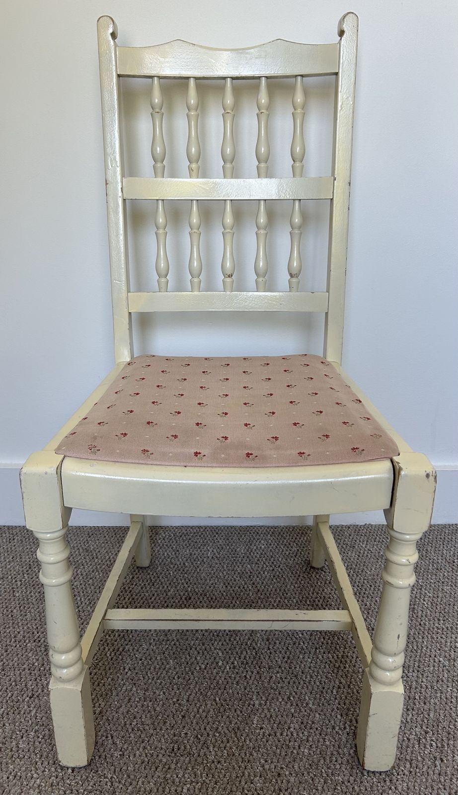 Cream Painted Upholstered Chairs 4 photo for sale