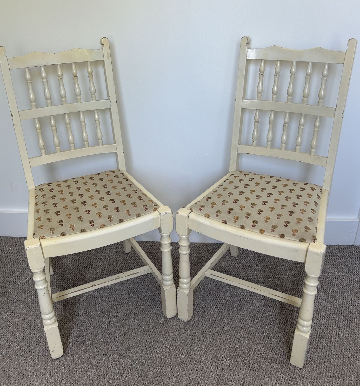 Cream Painted Upholstered Chairs 4