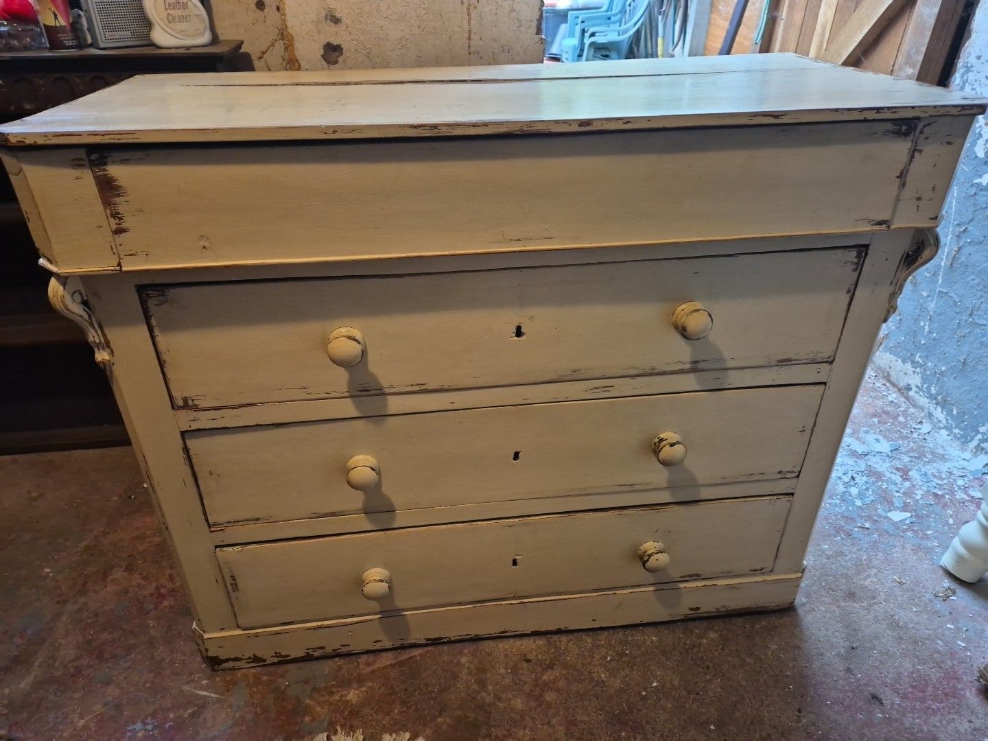 Large Antique Pine / Oak Lightly Distressed 4 Drawer Chest Of Drawers photo 245.0