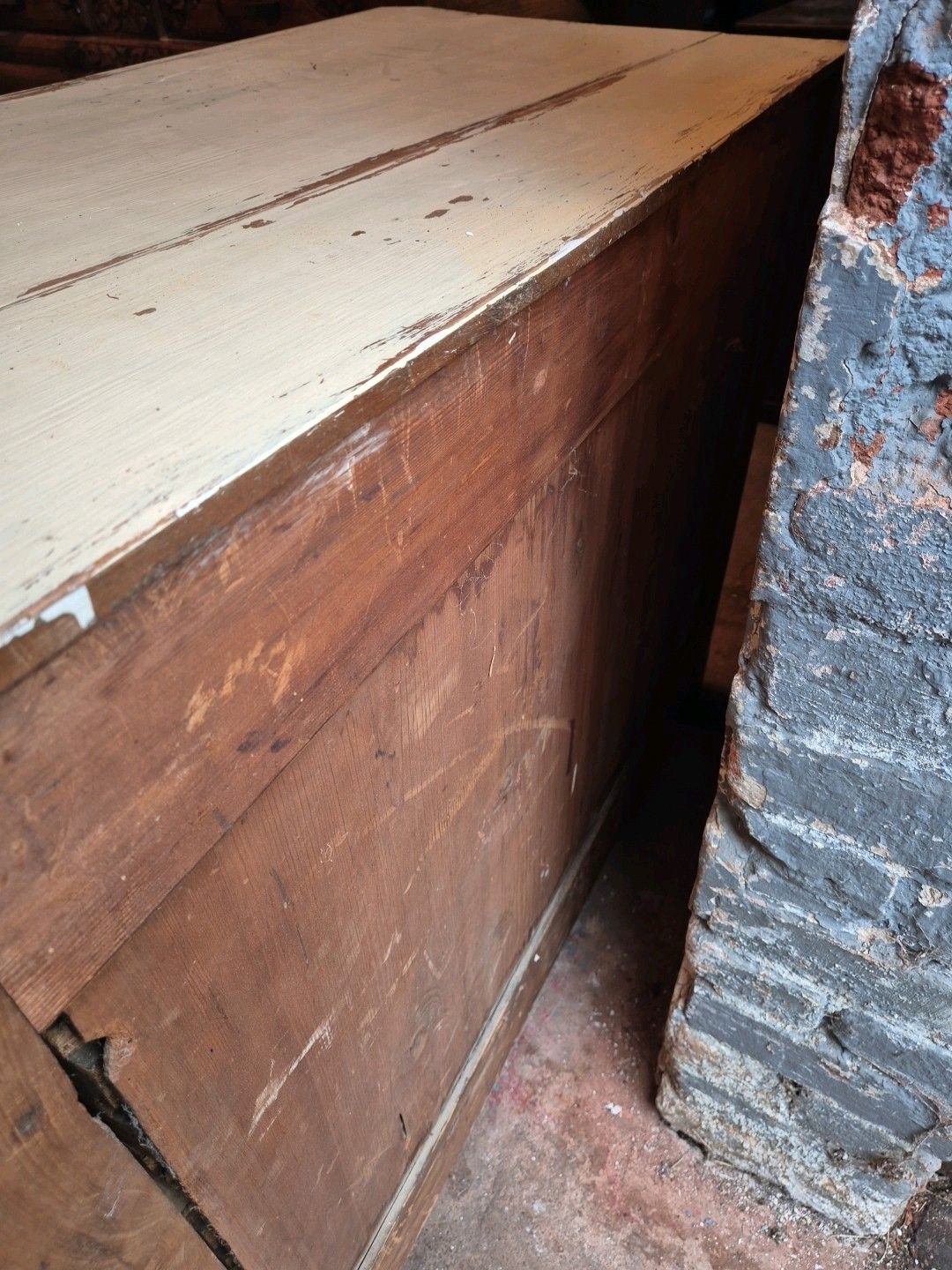photo for sale Large Antique Pine / Oak Lightly Distressed 4 Drawer Chest Of Drawers