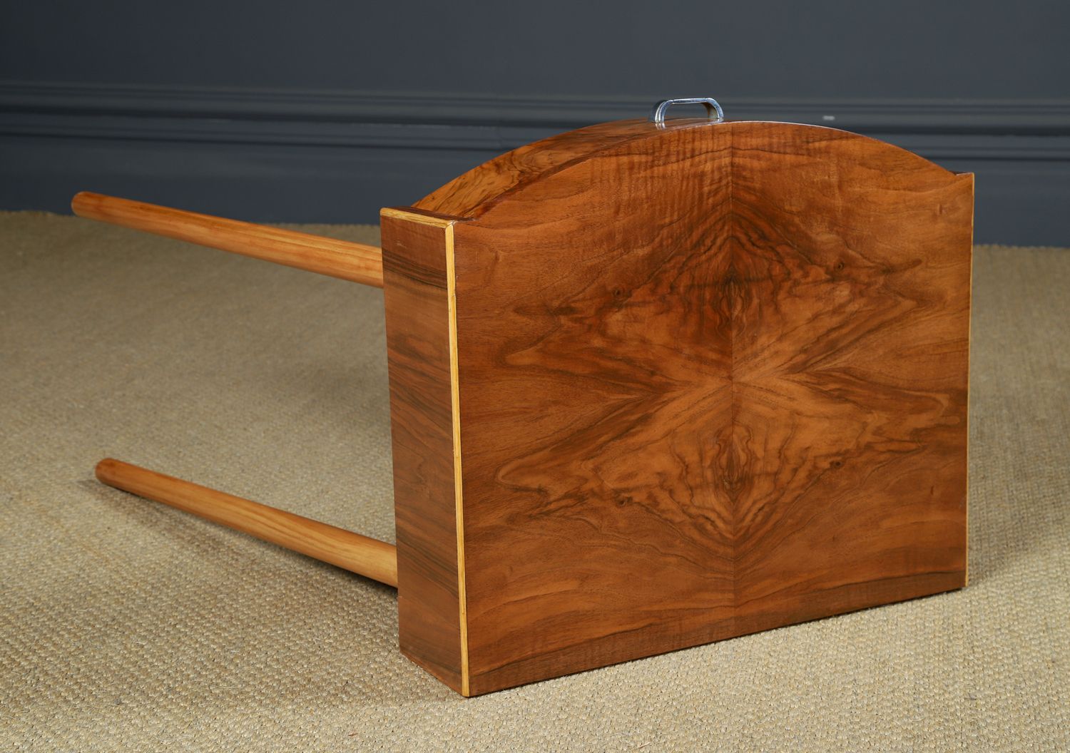 photo for sale English Art Deco Walnut Side / Occasional / Bedside Table With Drawer (Circa 1930)