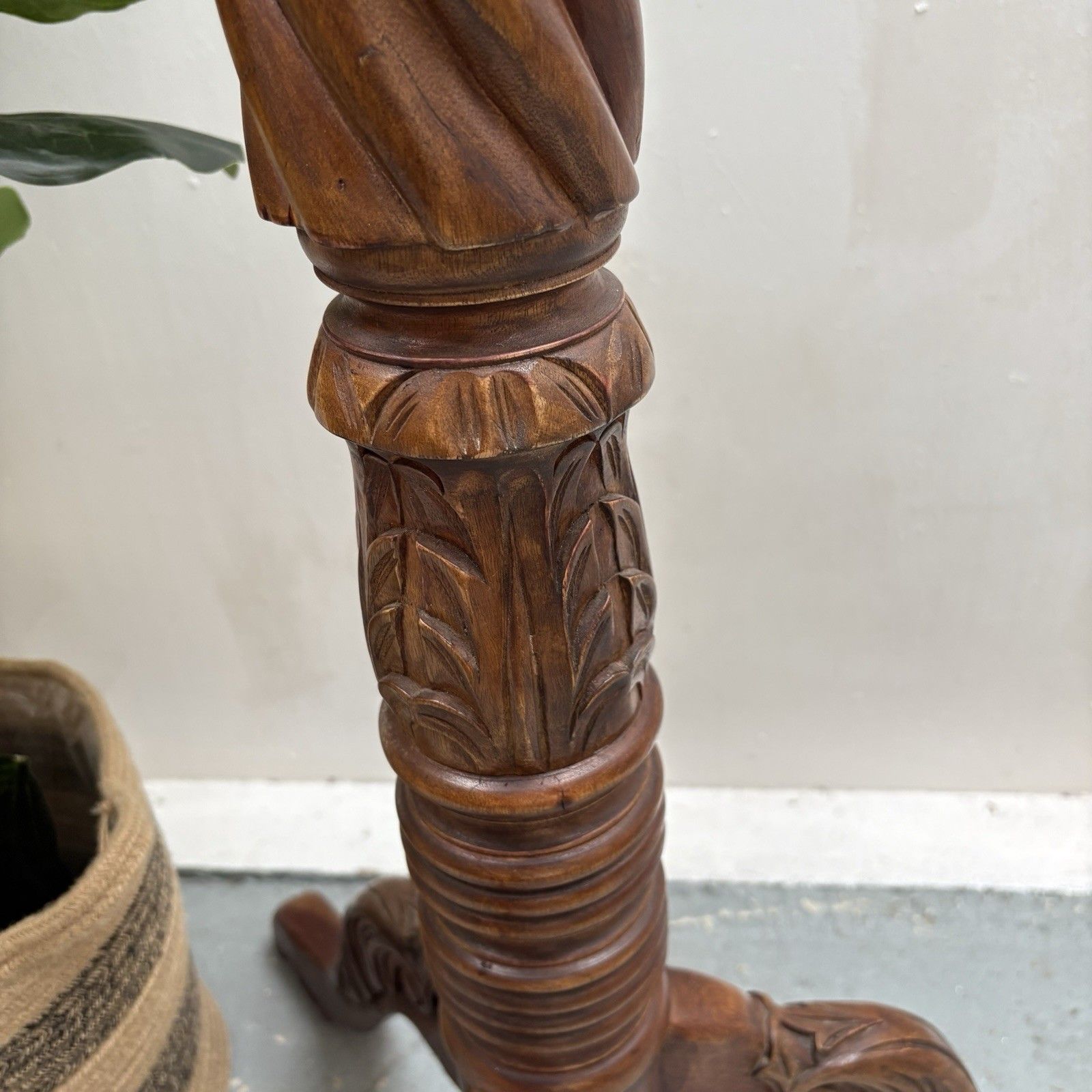Antique 19th Century Carved Mahogany Torchere/ Plant Stand photo vinterior