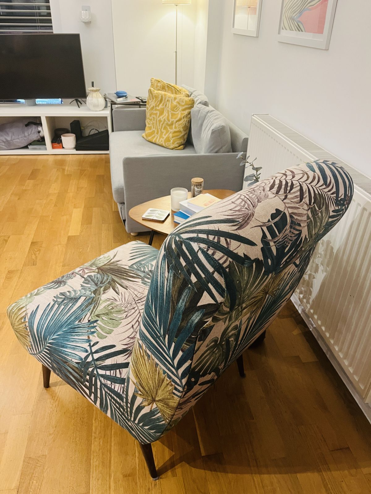 Handmade Accent Chair – Carlucci Tropical Fabric photo for sale