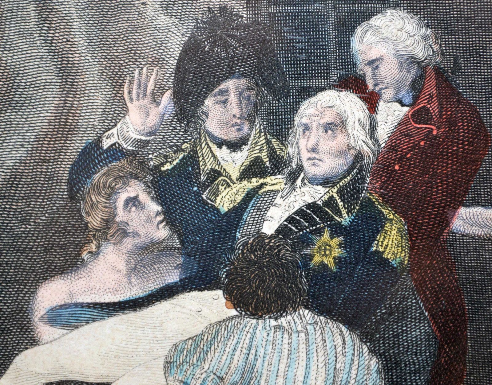 Rare Antique Hand Coloured Engraving – The Death Of Nelson, Trafalgar 1805 | H. Cooke C.1813 In Gilt Glass Frame photo buy