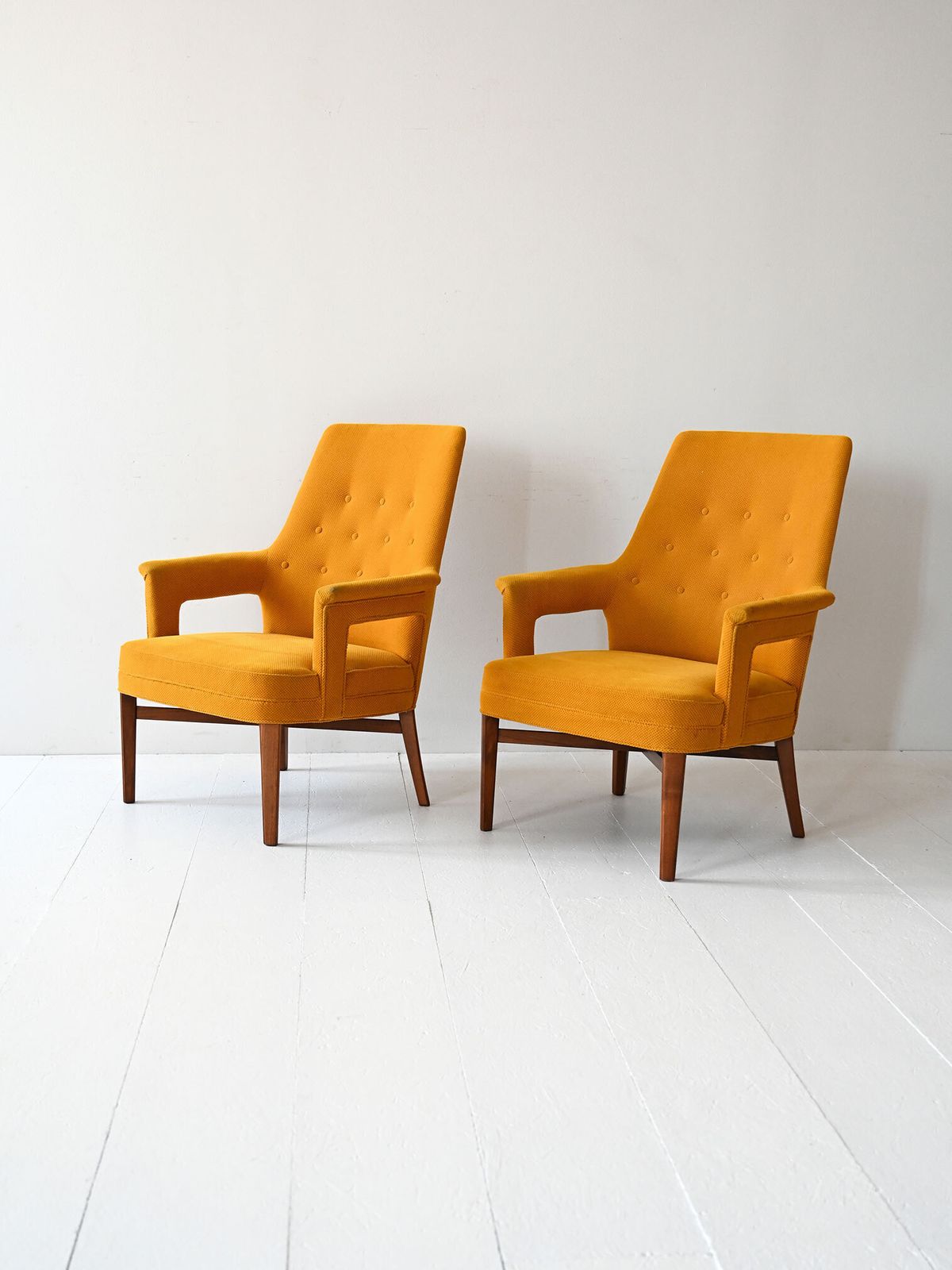 Pair Of Vintage Yellow Scandinavian Armchairs From The 1950s photo for sale