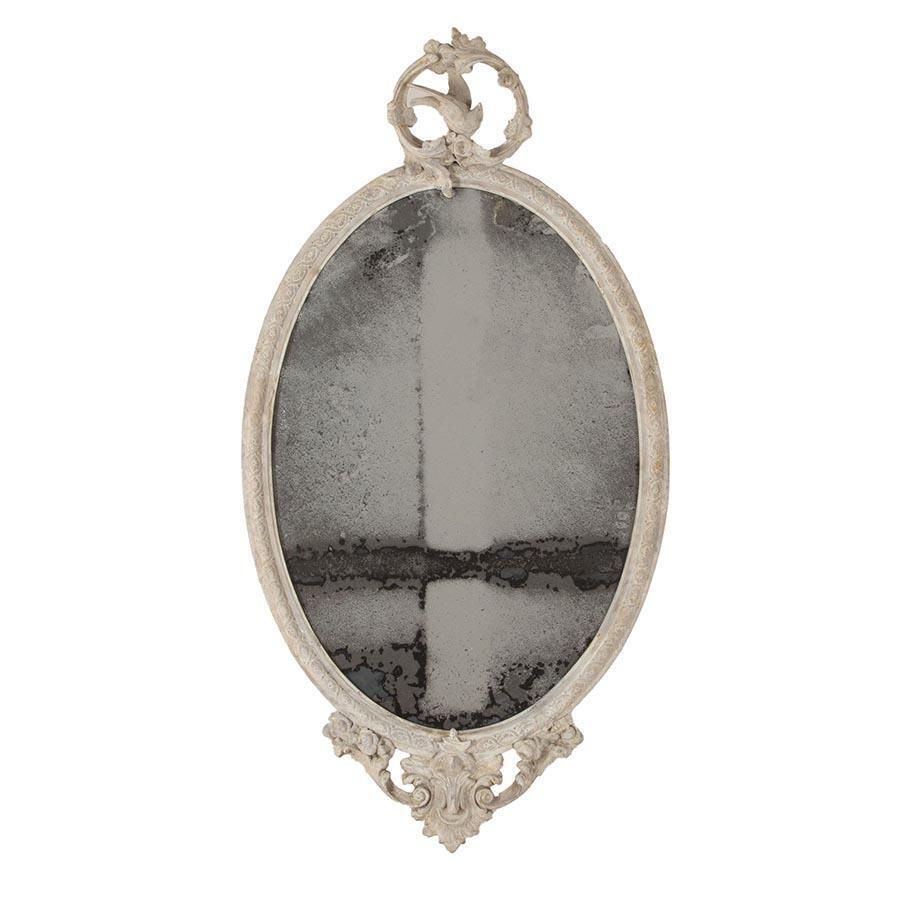 19th Century English Mirror With Song Bird Scrolled Crest
