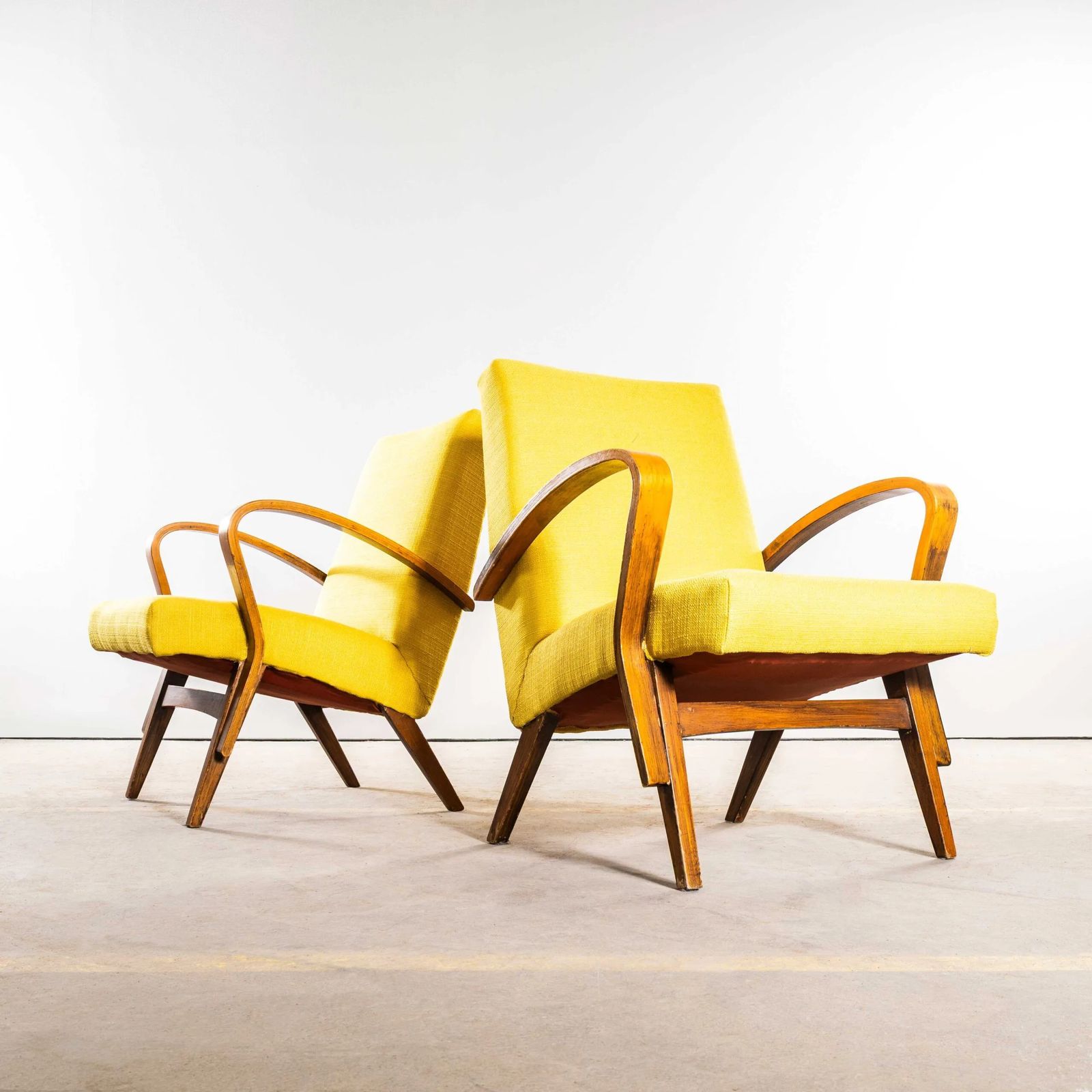 1950’s Frantisek Jirak For Tatra Mustard Upholstered Armchairs