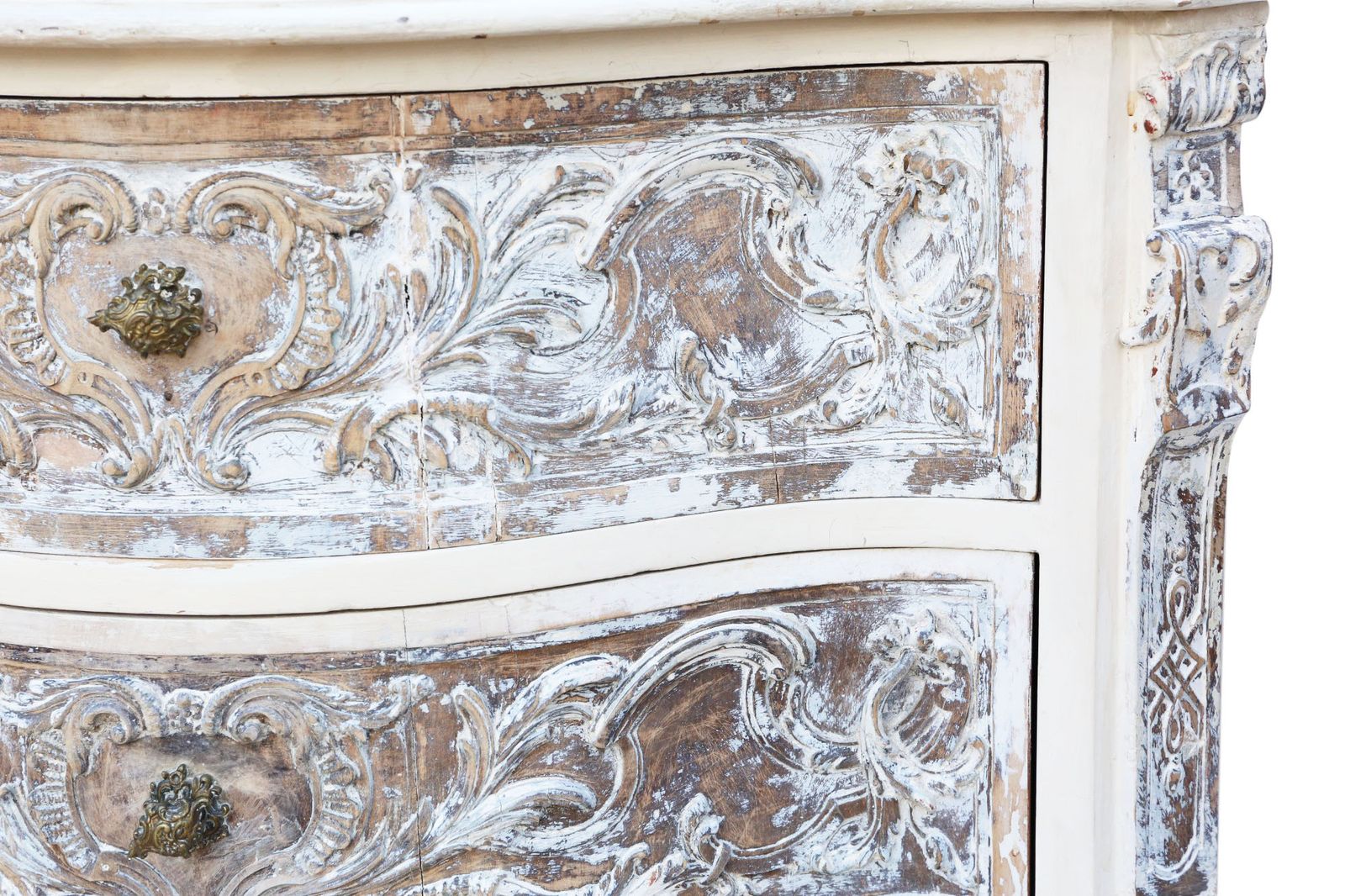 Antique Italian Painted Carved Serpentine Chest Of Drawers C.1920 – Quality Furniture photo vinterior