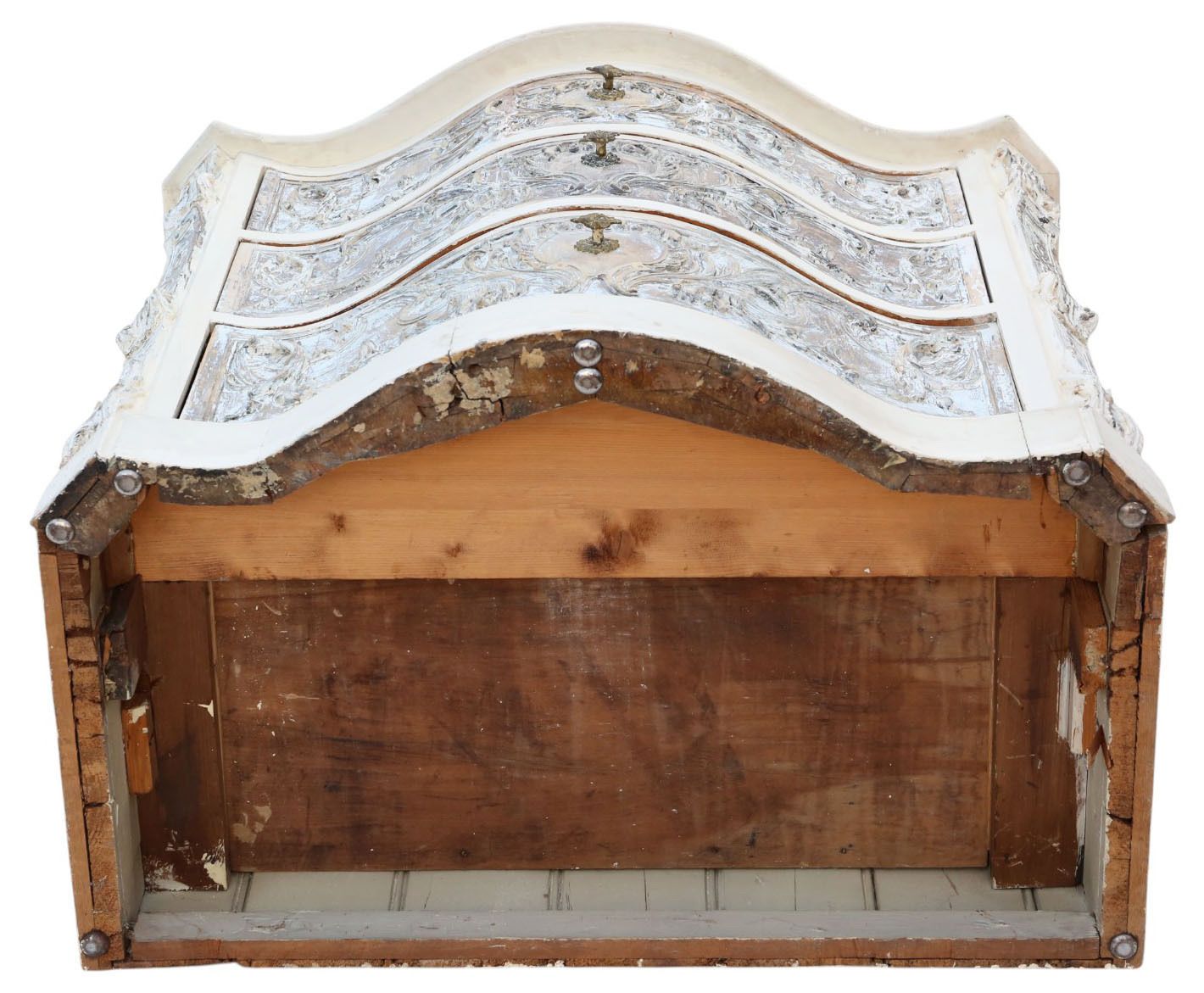 photo for sale Antique Italian Painted Carved Serpentine Chest Of Drawers C.1920 – Quality Furniture