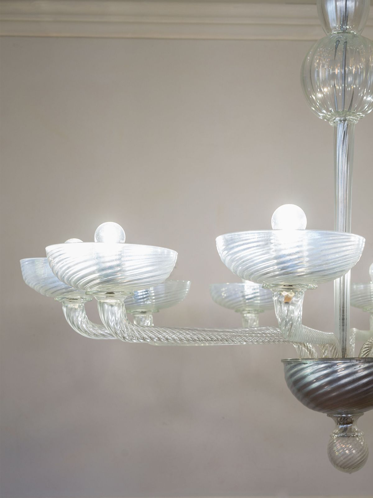 Large Murano Glass Chandelier, Hand Blown With Acid Etched Finish photo 3400.0
