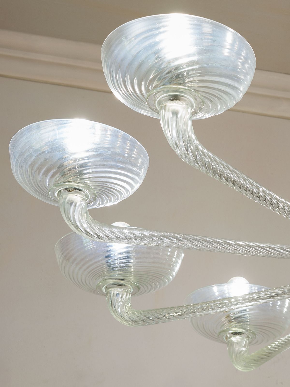 Large Murano Glass Chandelier, Hand Blown With Acid Etched Finish photo vinterior