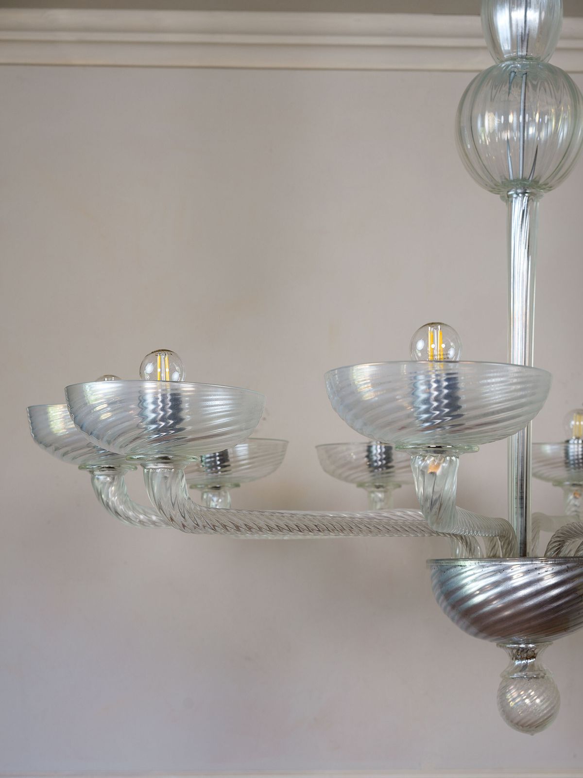 photo furniture Large Murano Glass Chandelier, Hand Blown With Acid Etched Finish