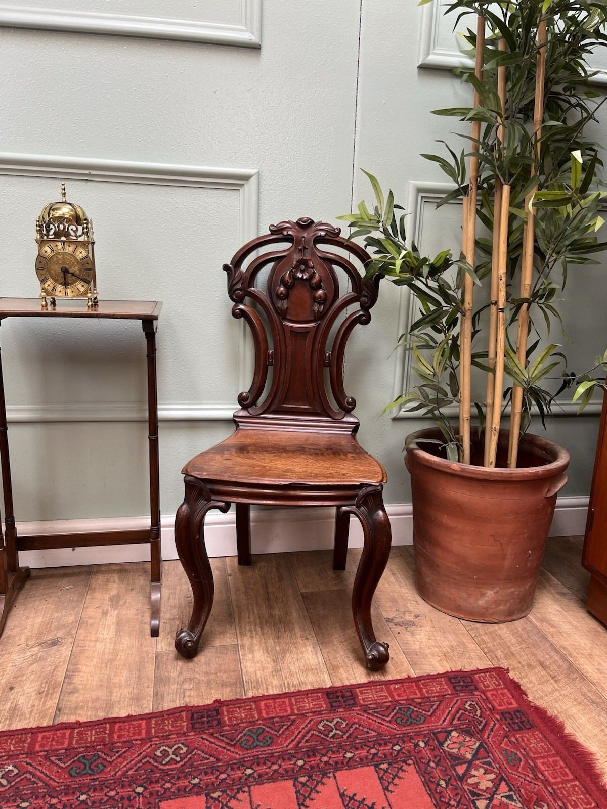 Stunning Pair Of 19th Century Victorian Antique Carved Mahogany Hall Chairs photo furniture