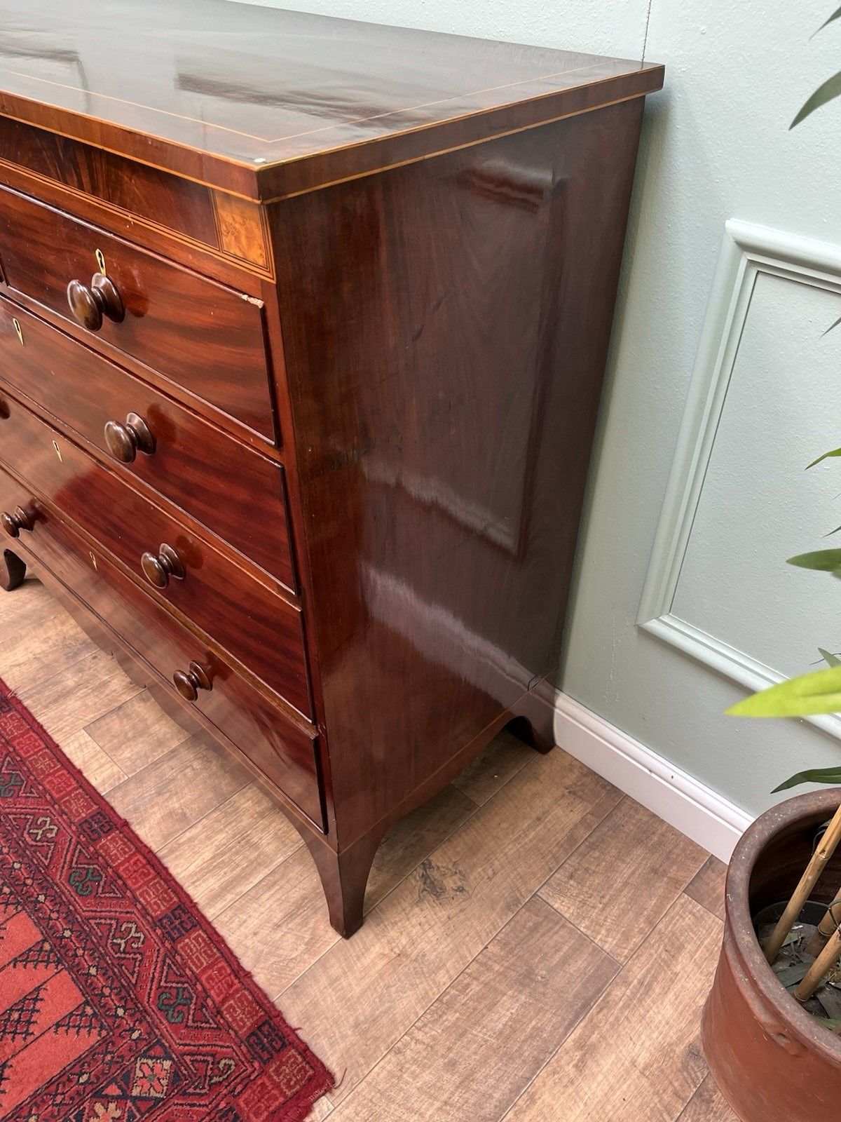 Superior Quality Antique Georgian Inlaid Mahogany Chest Of Drawers photo buy