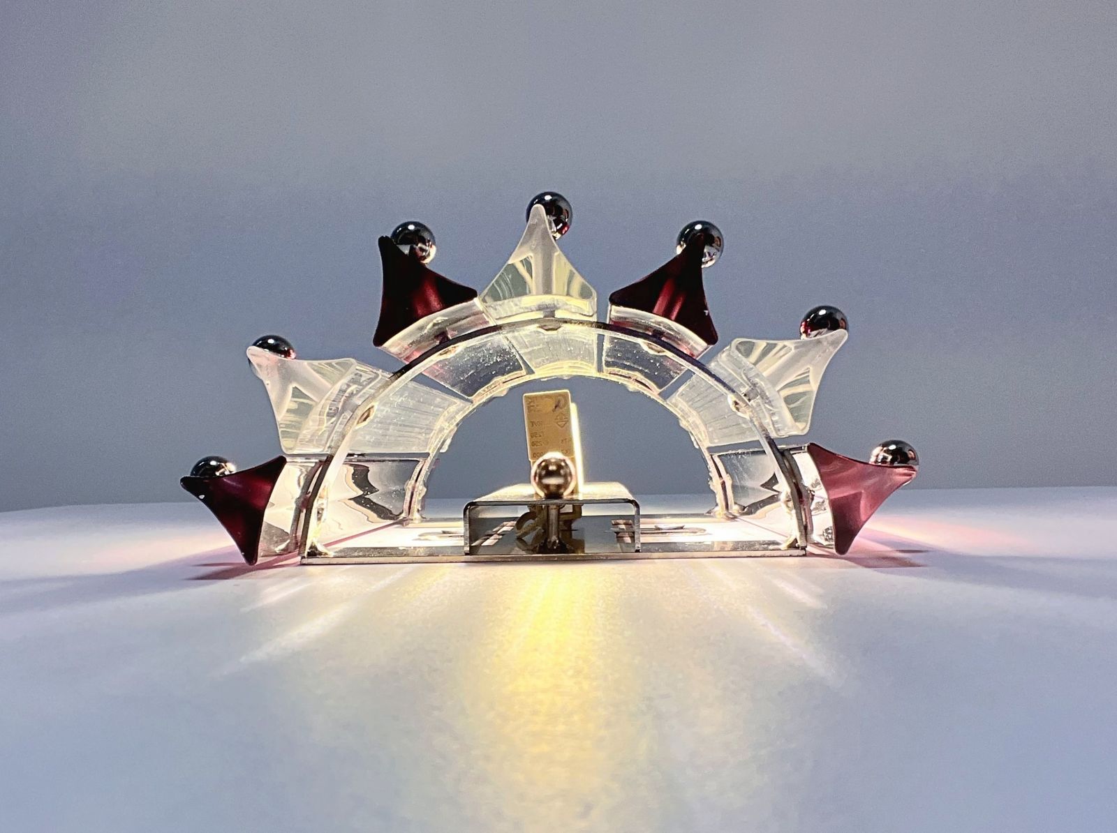 photo for sale Pair Of Vintage Murano Wall Sconce – Clear  And Amethyst Triedri   Column Model