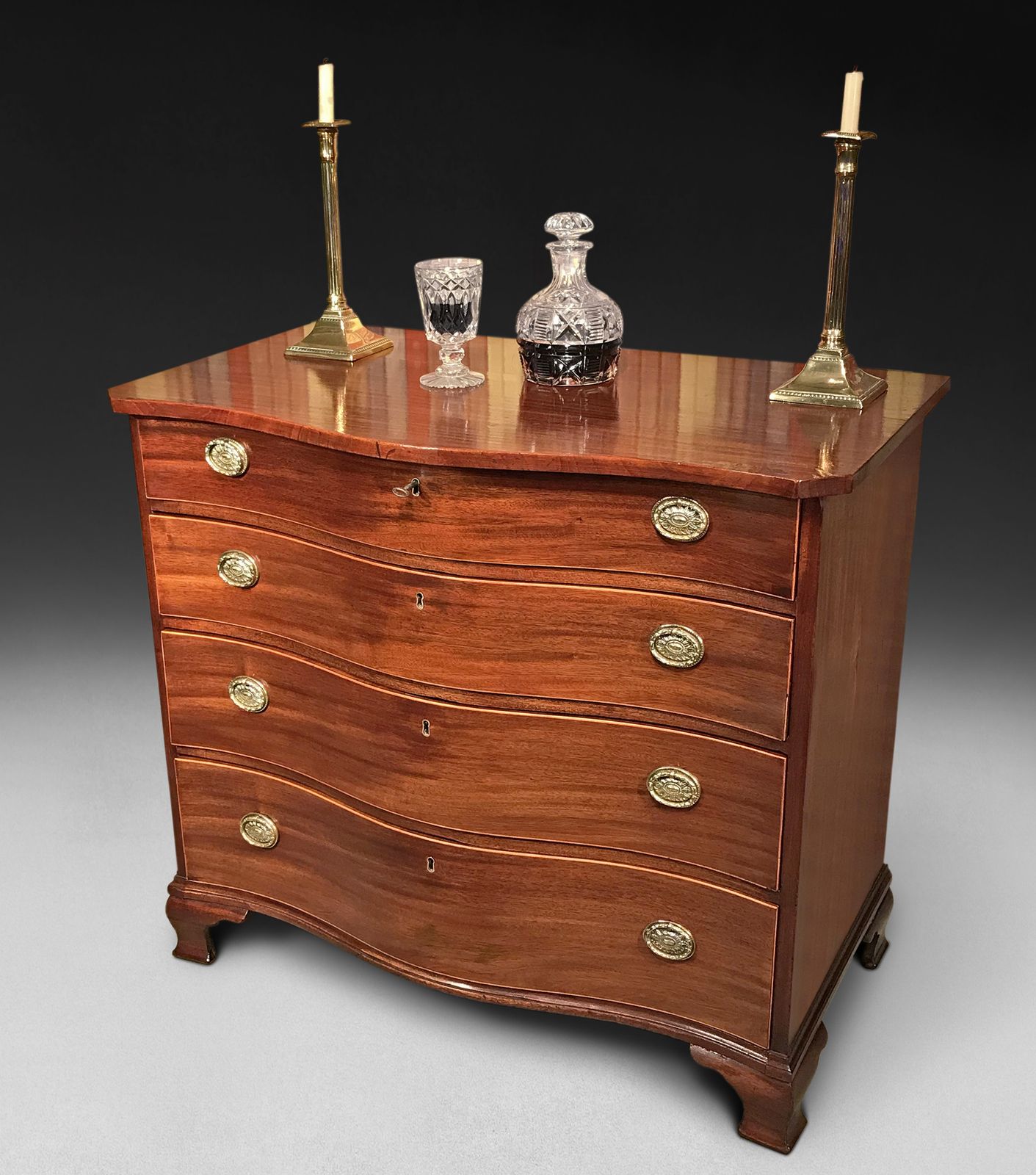 George III Period Mahogany Serpentine Fronted Chest Of Four Drawers