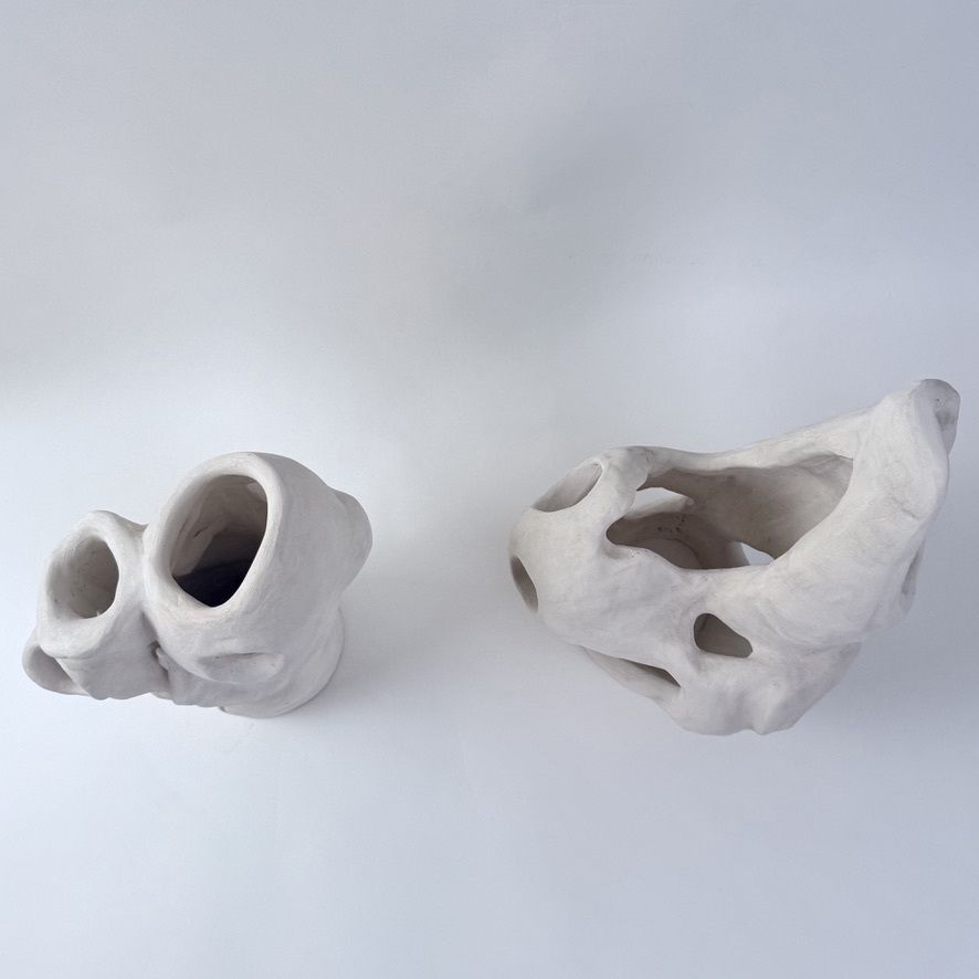 Late 20th Century Pair Of Italian Terracotta Sculptures Painted In White photo Art