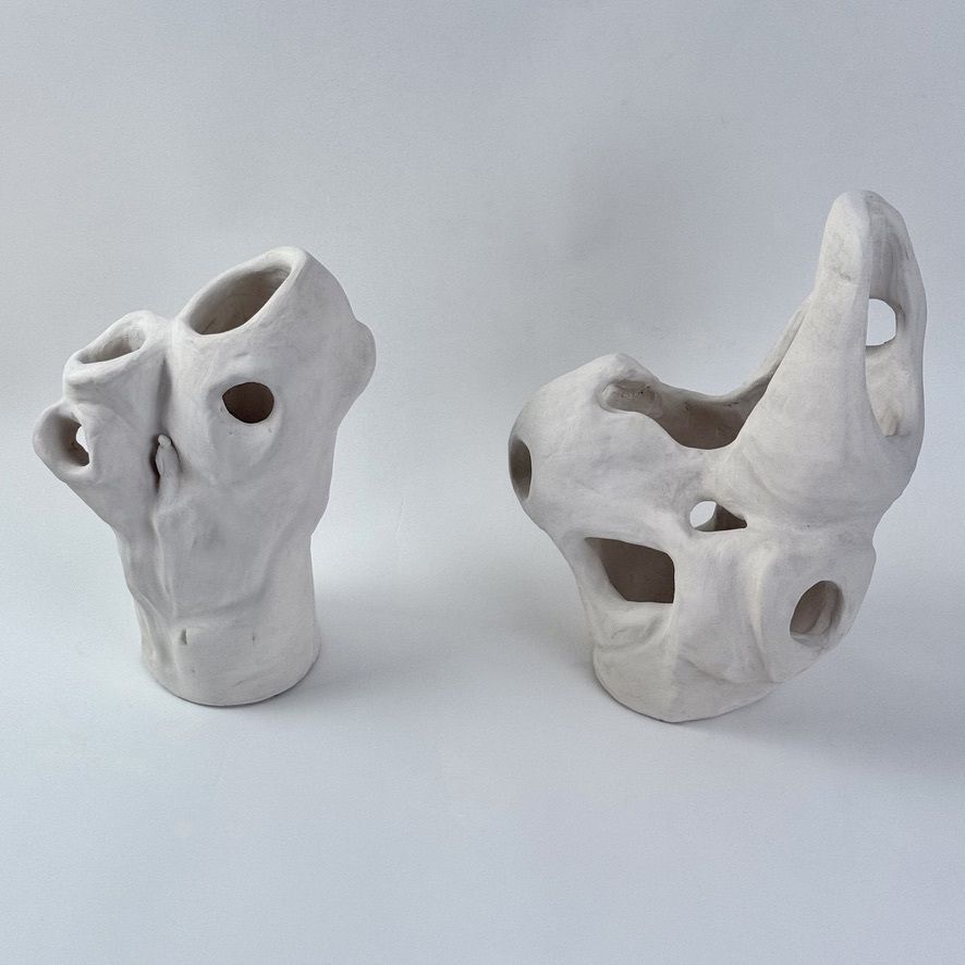 Late 20th Century Pair Of Italian Terracotta Sculptures Painted In White