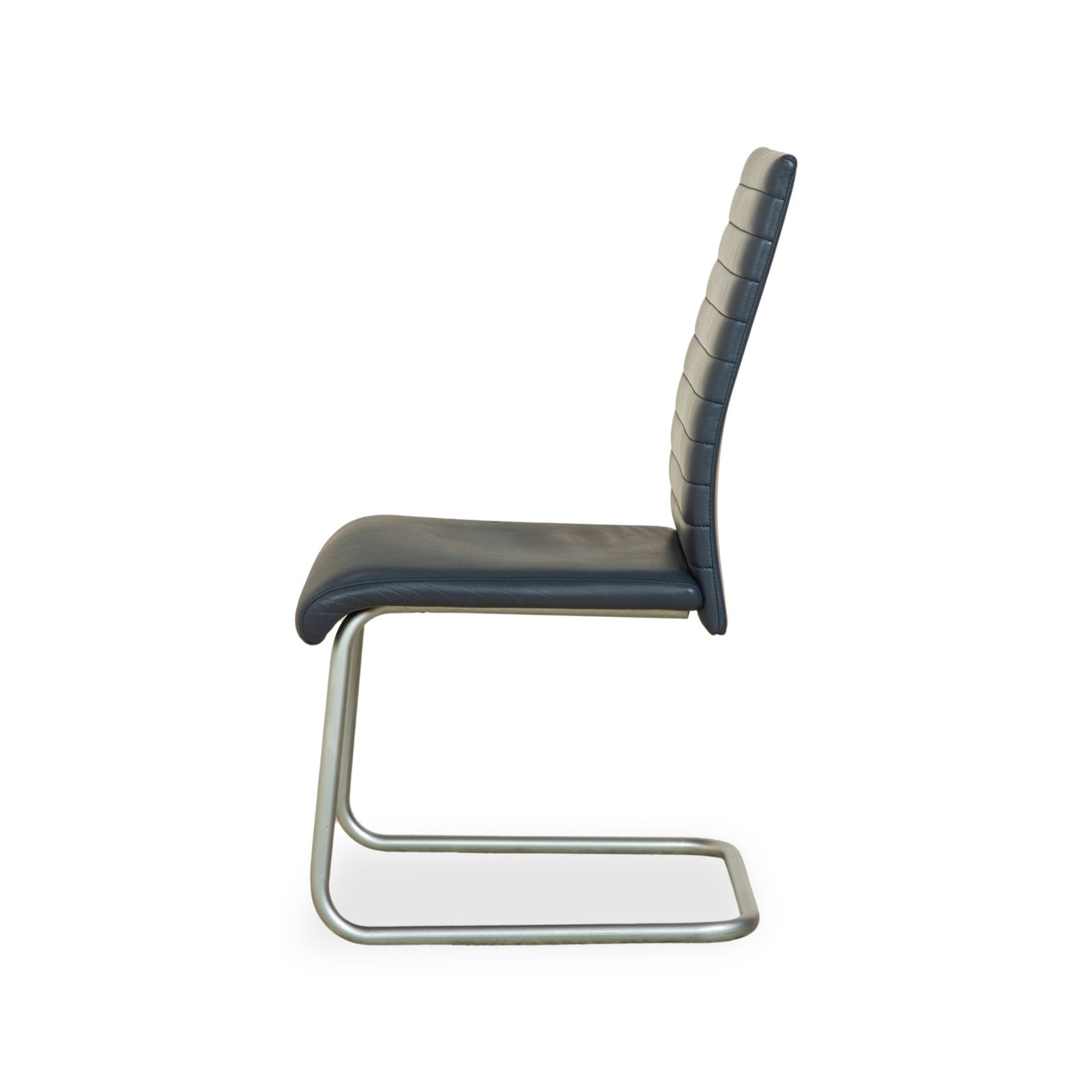 Set Of 4 Ronald Schmitt Leather Cantilever Chairs, Blue And Navy photo buy