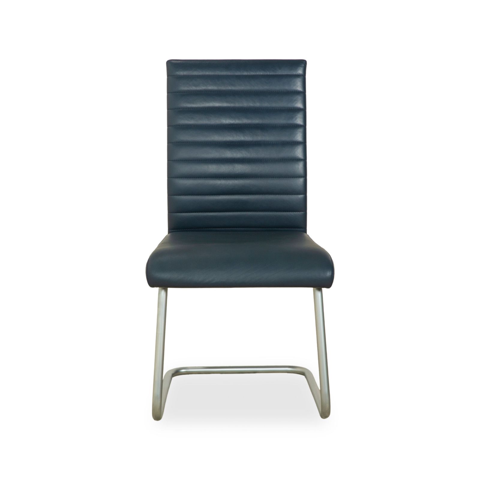 Set Of 4 Ronald Schmitt Leather Cantilever Chairs, Blue And Navy photo vintage