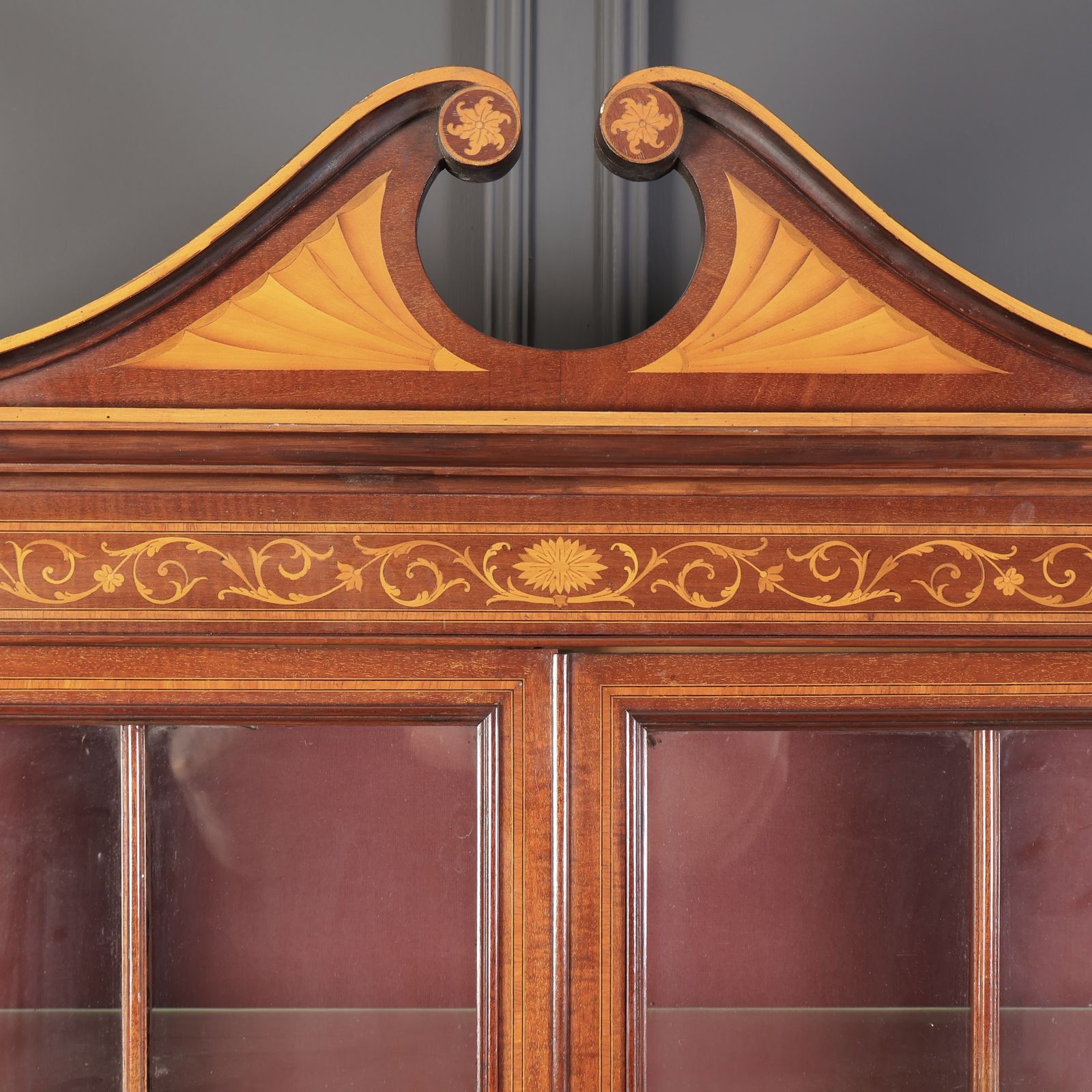 Marquetry Inlaid Mahogany Glazed Cabinet photo Furniture