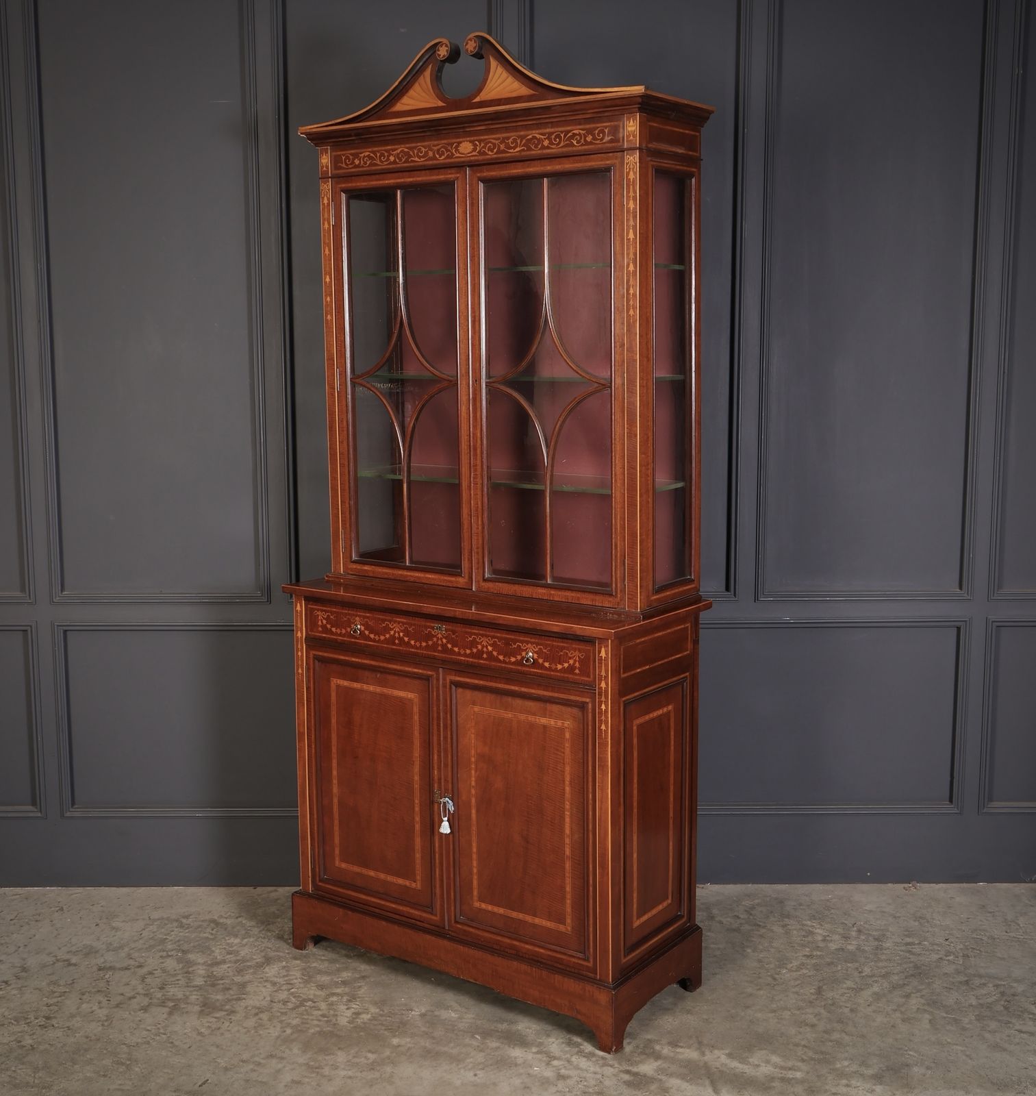 Marquetry Inlaid Mahogany Glazed Cabinet photo buy