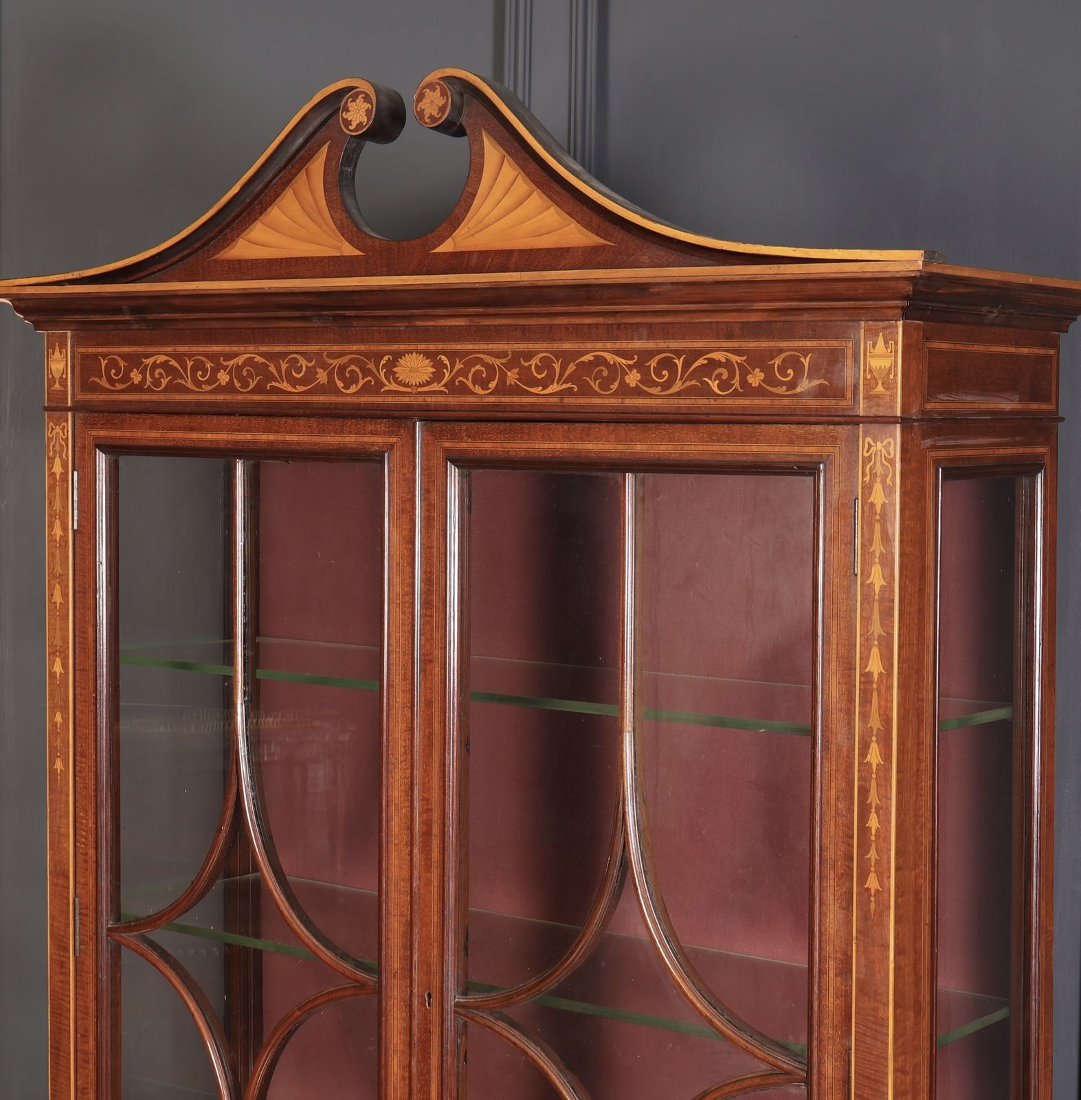 2925.0 Marquetry Inlaid Mahogany Glazed Cabinet photo