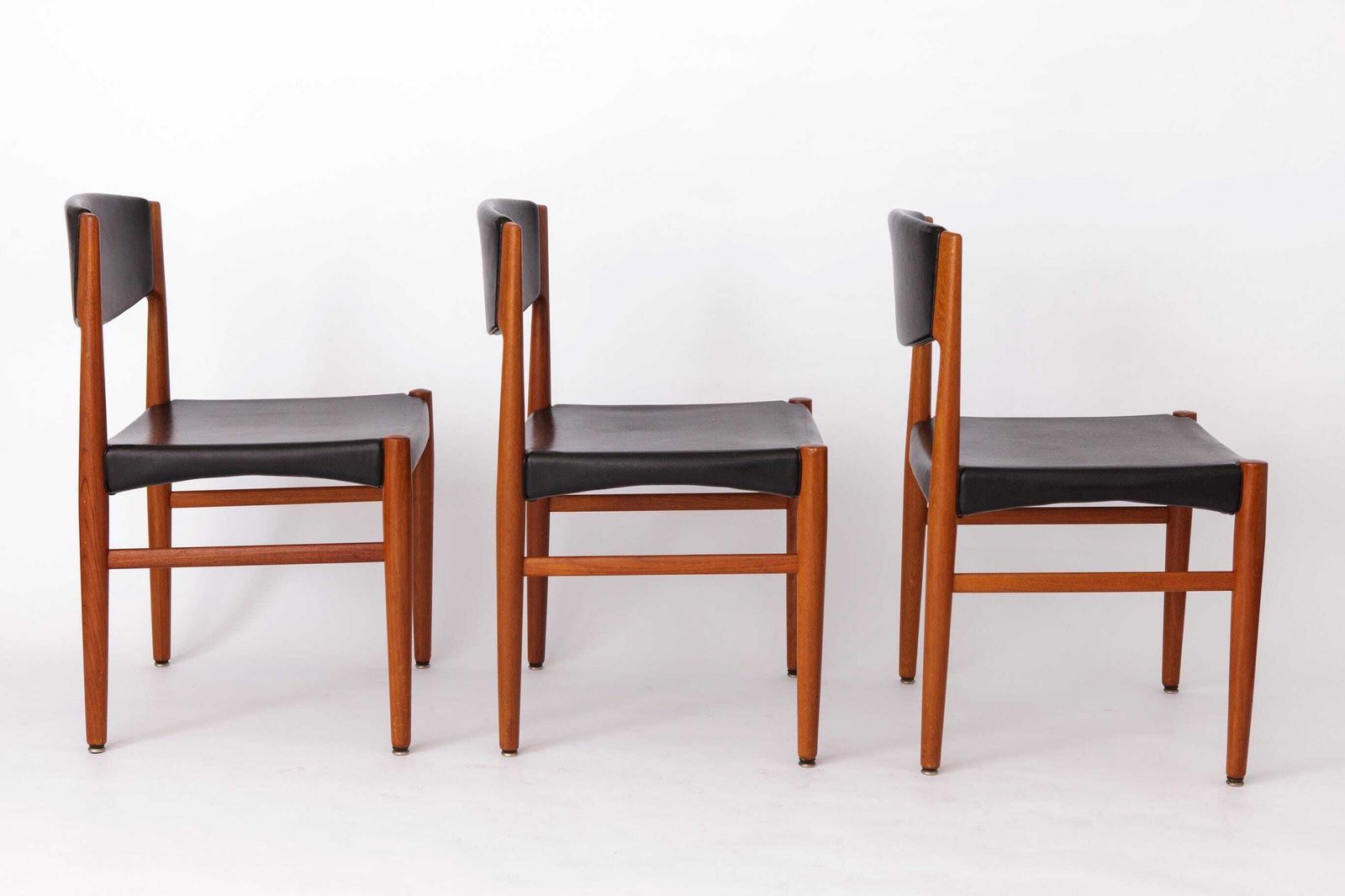 Set Of 4 Grete Jalk Teak Dining Chairs For Glostrup, 1960s | Danish Mid Century Modern Vintage Chairs With Black Leather Seats photo Furniture