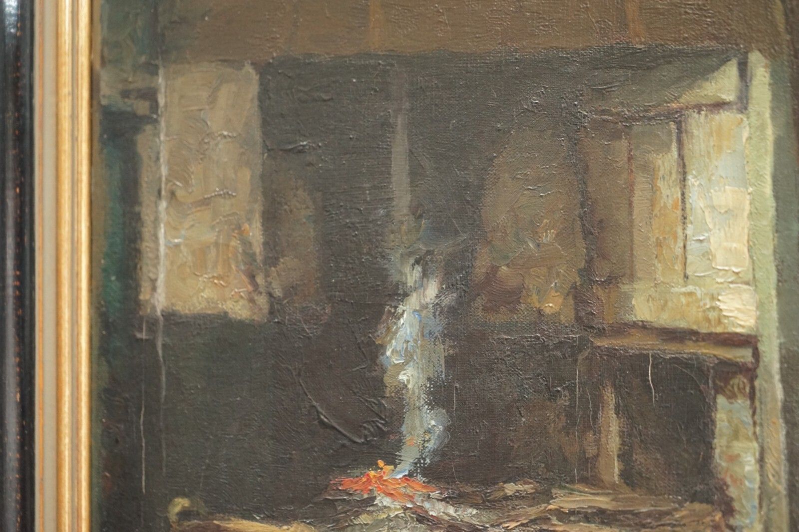 Antique Flemish Oil Painting Museum Exhibited In Au Petit Musee Signed Demoen photo Art