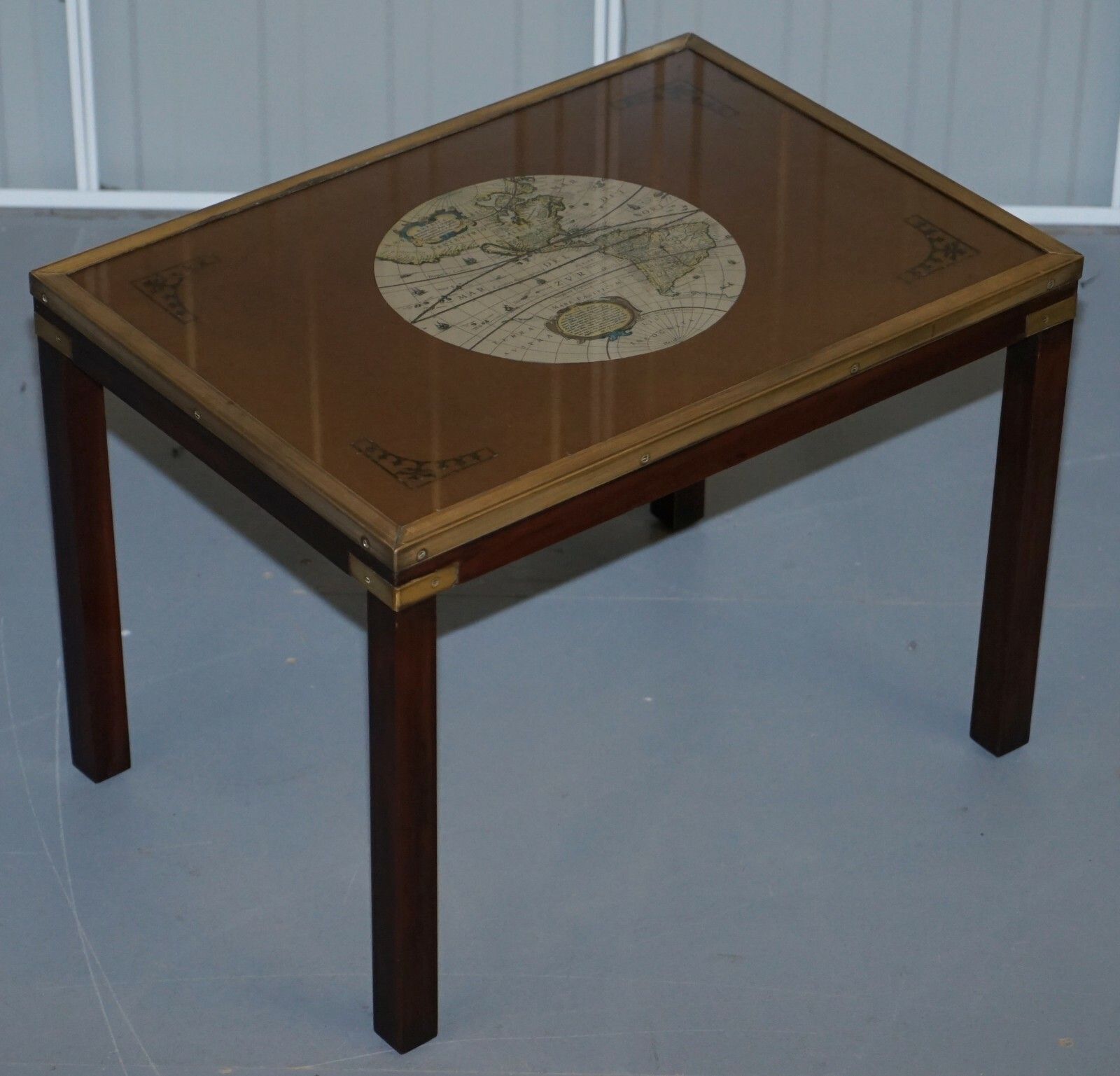 Rare Lovely Coffee & Side Table Nest Of Tables Military Campaign With World Maps photo furniture