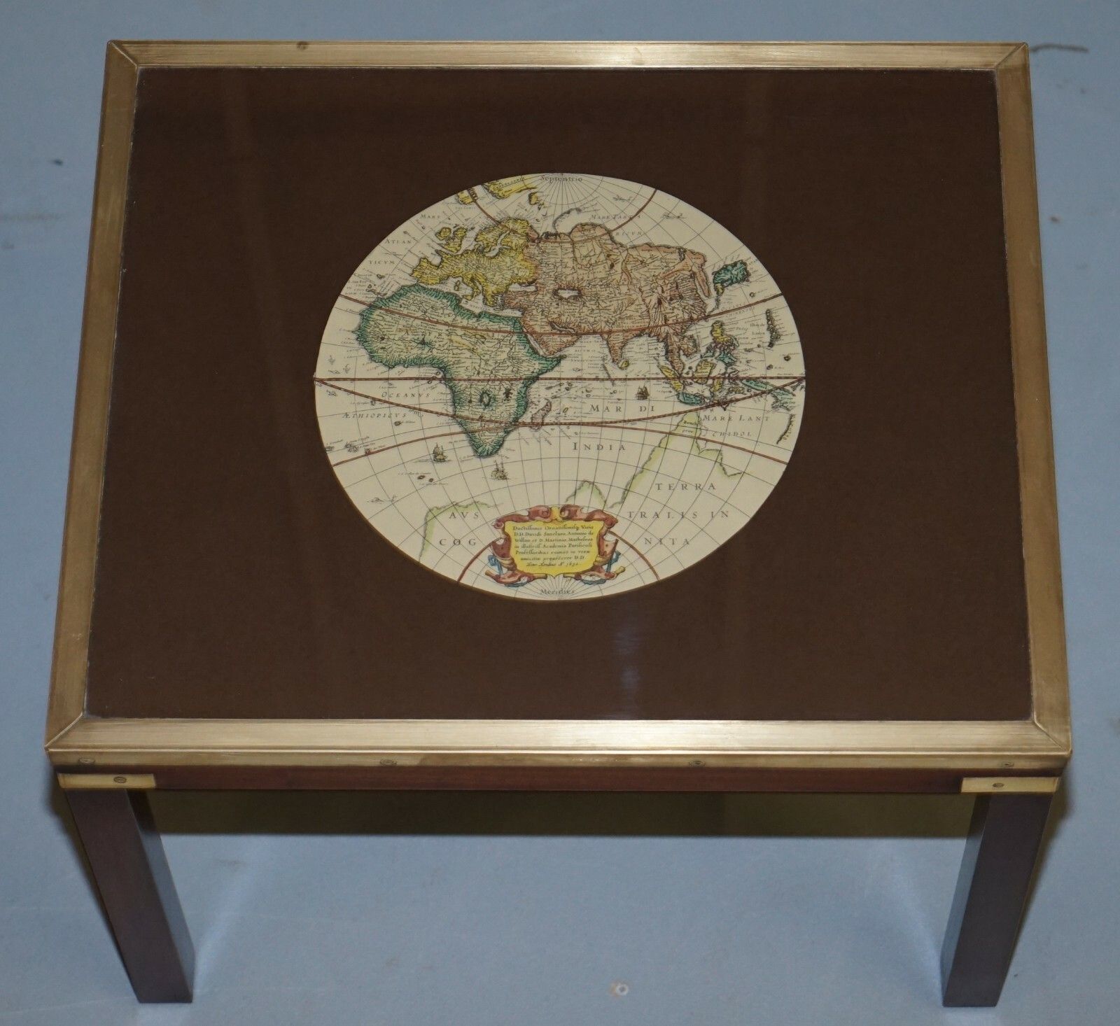 Rare Lovely Coffee & Side Table Nest Of Tables Military Campaign With World Maps photo vintage