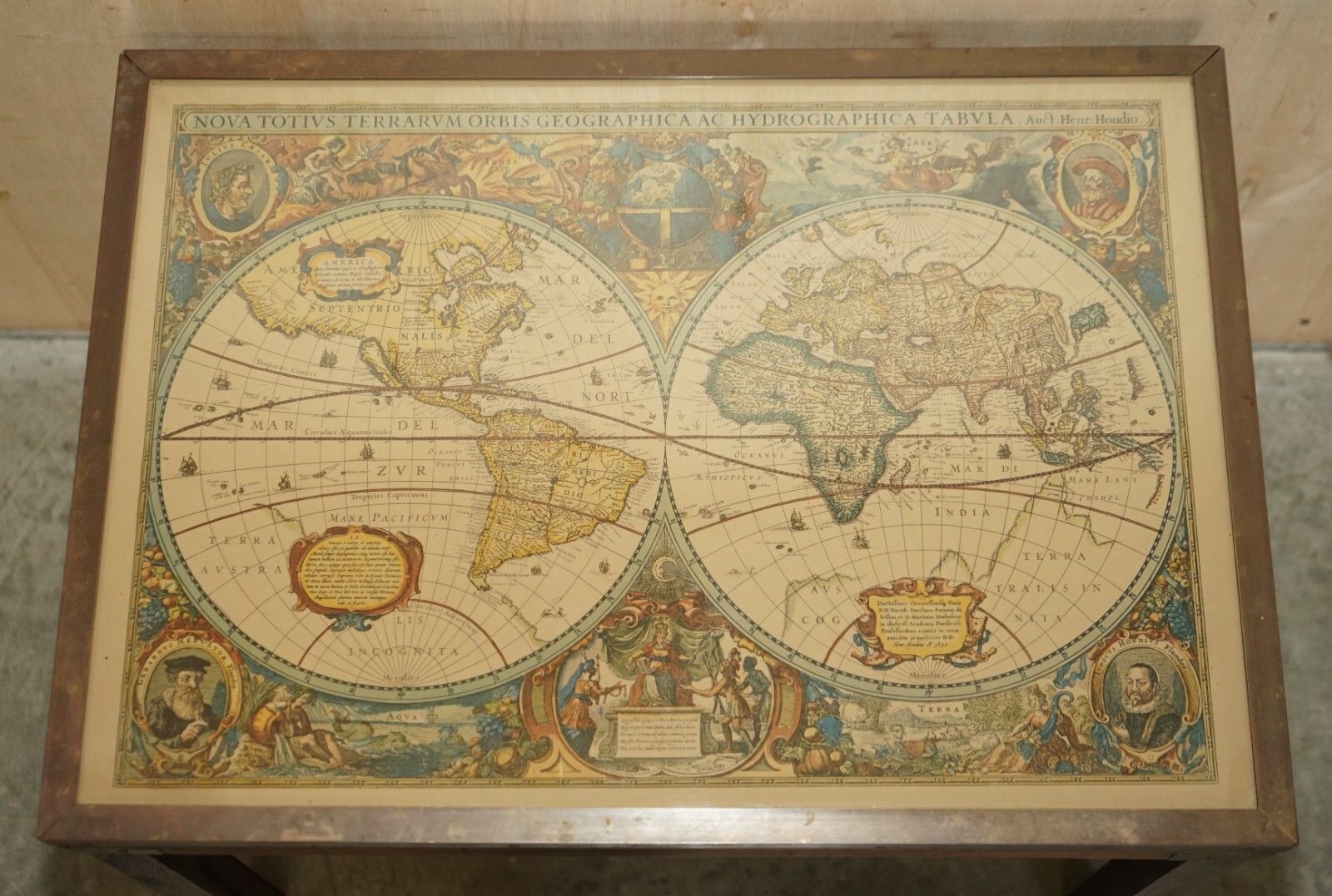 Vintage Coffee & Side Table Nest Of Tables Military Campaign With World Maps photo buy