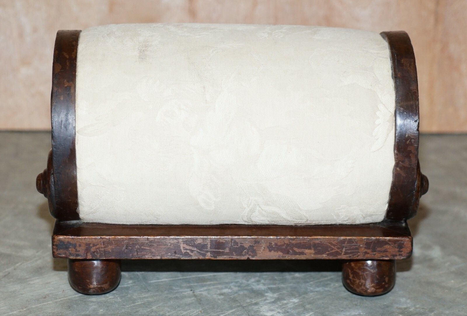photo furniture Rare Antique Georgian Circa 1800 Footstool With Angel Cherub Upholstery Fabric
