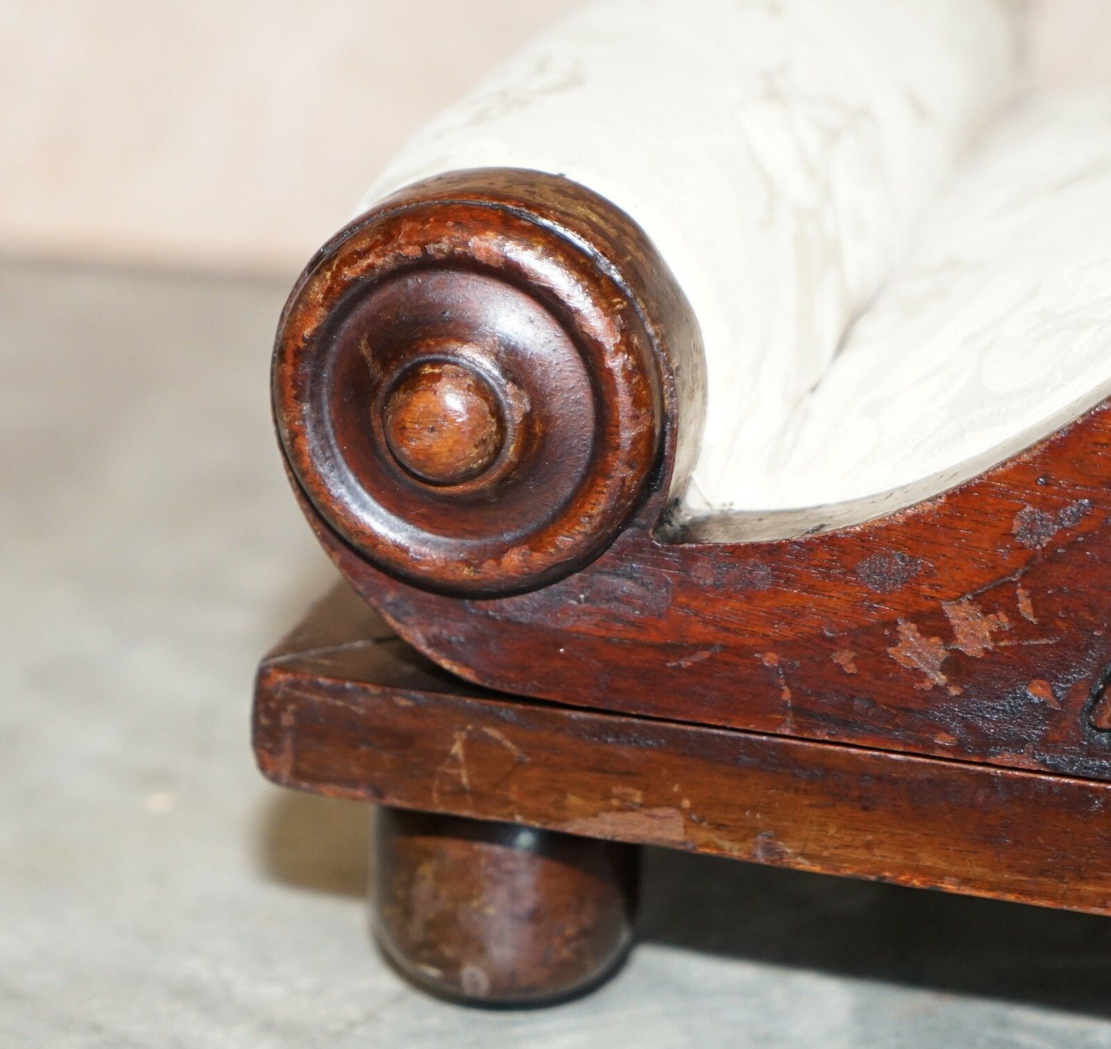 Furniture Rare Antique Georgian Circa 1800 Footstool With Angel Cherub Upholstery Fabric photo
