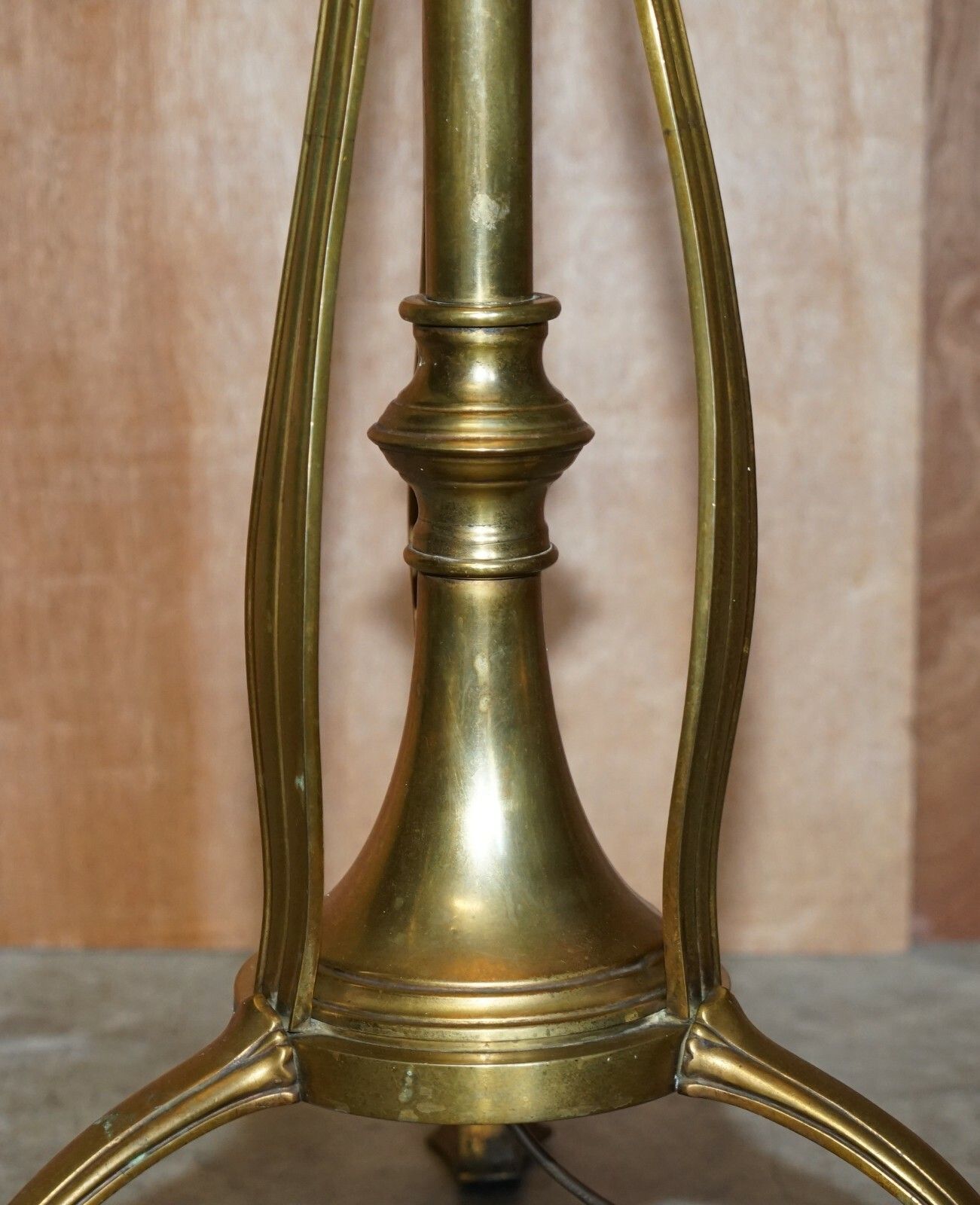 Antique Art Nouveau Floor Standing Lamp Height Adjustable Brass Sculptured Frame photo buy