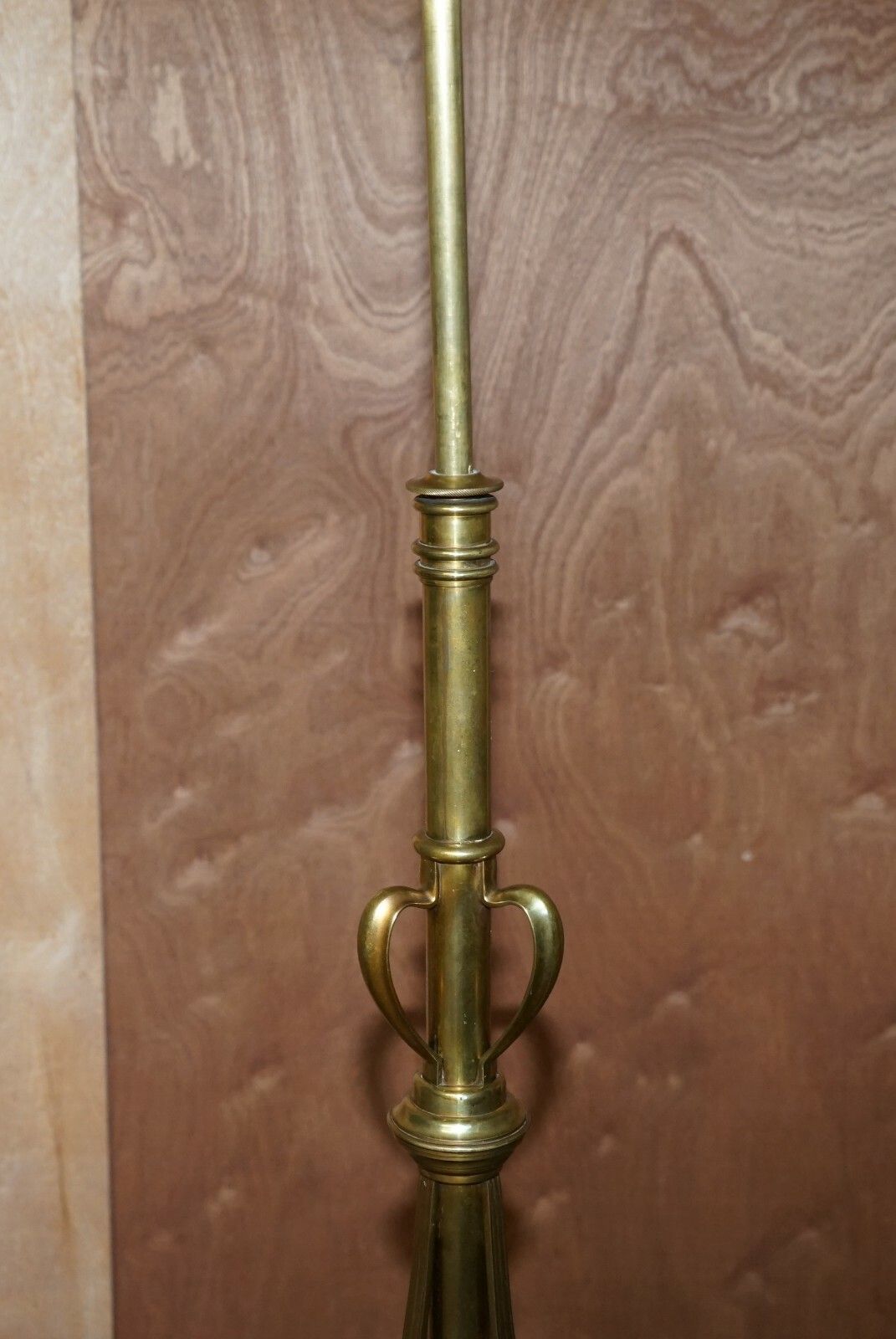 Lighting Antique Art Nouveau Floor Standing Lamp Height Adjustable Brass Sculptured Frame photo