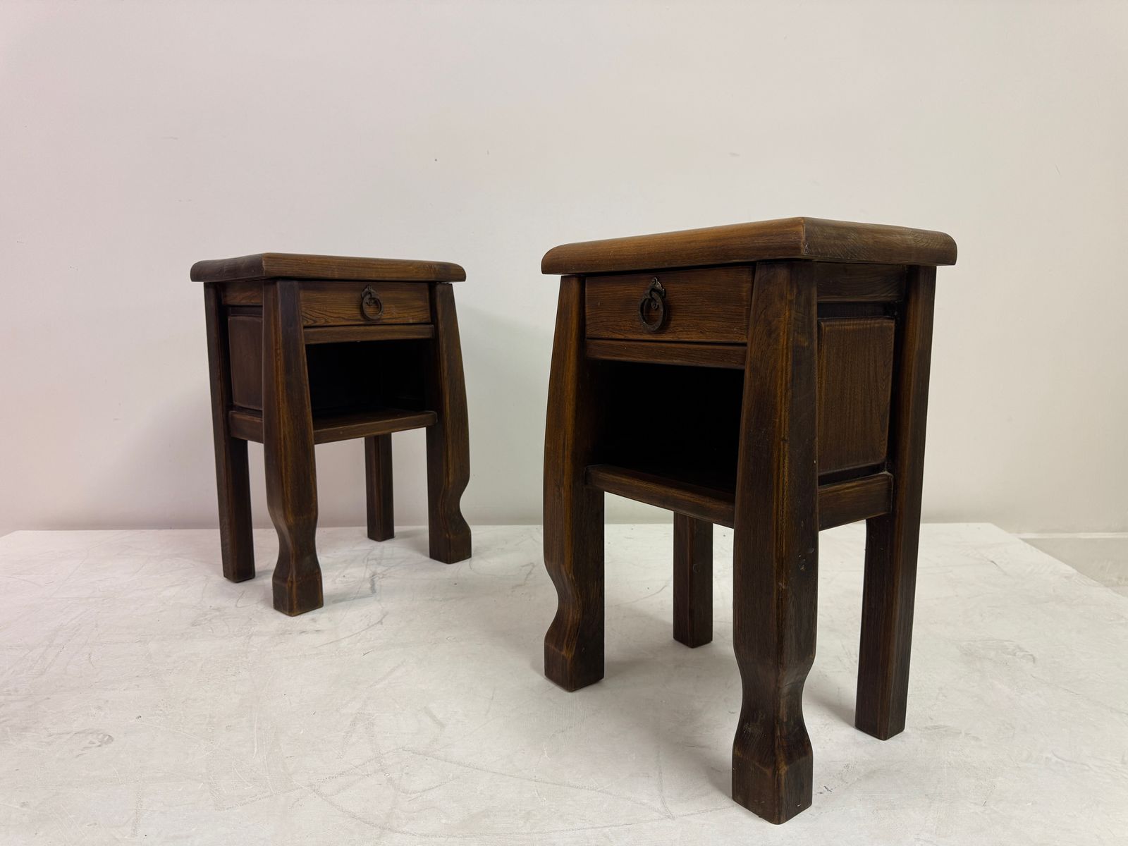 995.0 Pair Of Oak Bedside Tables In The Style Of Olavi Hänninen, Continental, 20th Century photo