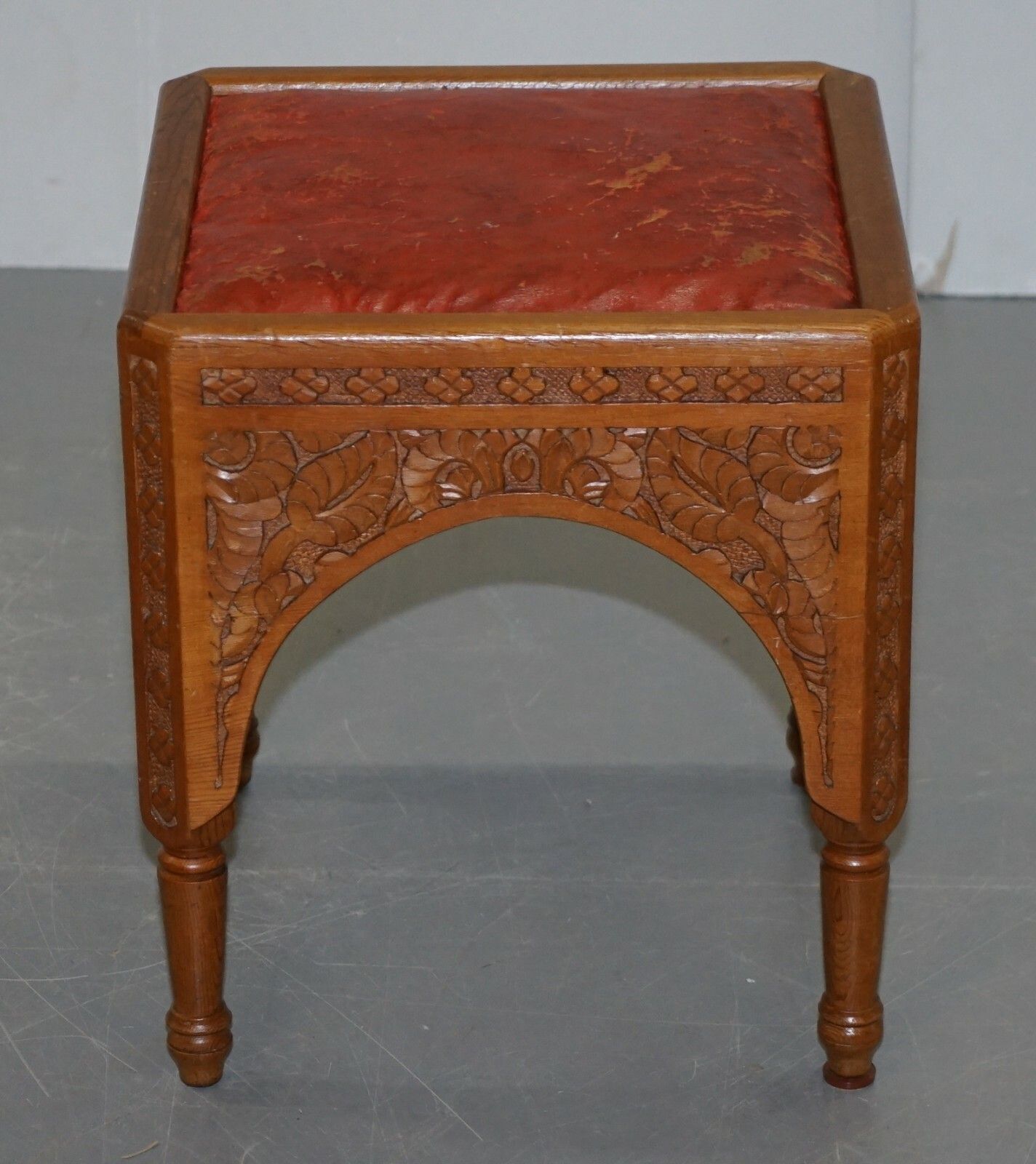 photo furniture Pair Of Antique Victorian Hand Carved 19th Century Asethetic Movement Stools