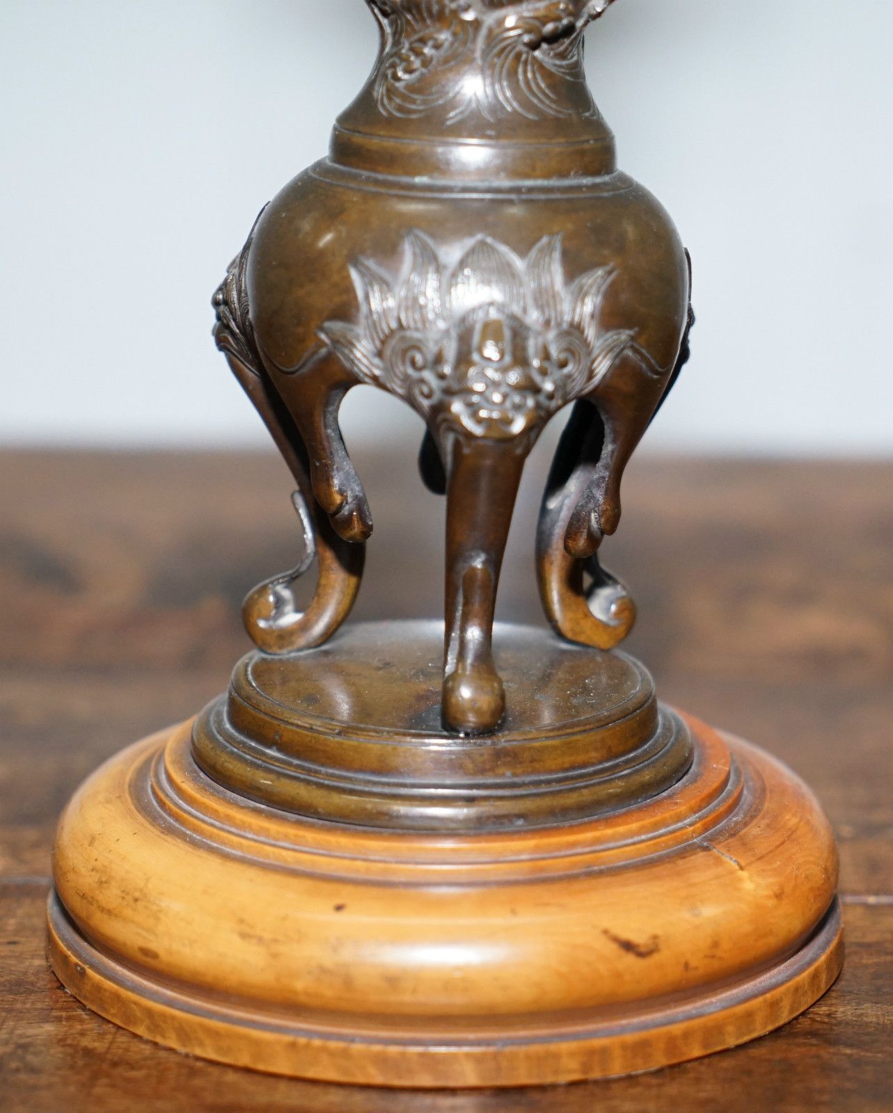 Rare Japanese Meiji Period Circa 1870 Pair Of Bronze Dragon Candlestick Holders photo Home Decor
