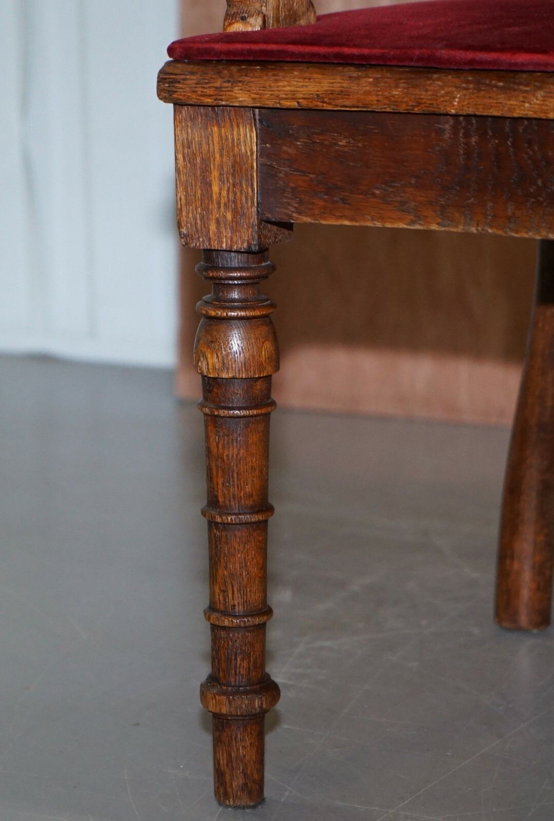 1000.0 Lovely Antique Regency Oak Carved Bergere Armchair With Lions Head Arms Velvet photo