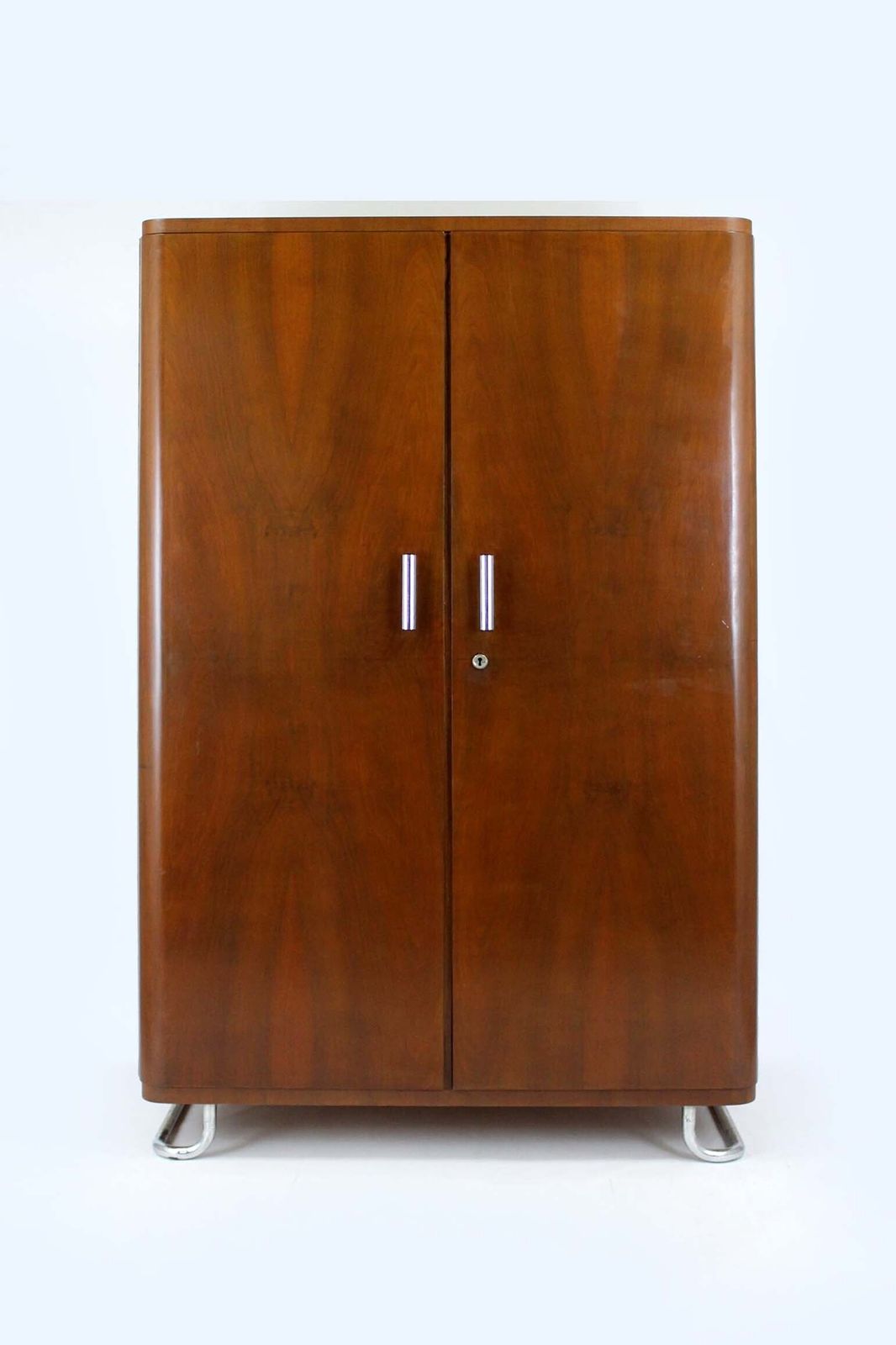 Bauhaus Chromed And Tubular Steel Wardrobe From Hynek Gottwald, 1940s