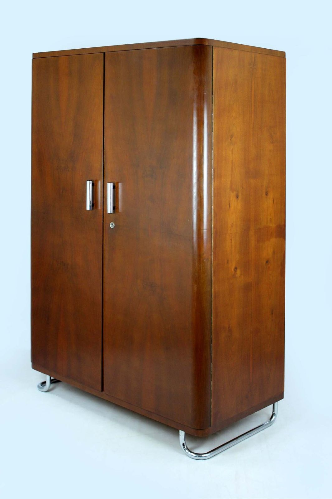 Bauhaus Chromed And Tubular Steel Wardrobe From Hynek Gottwald, 1940s photo for sale