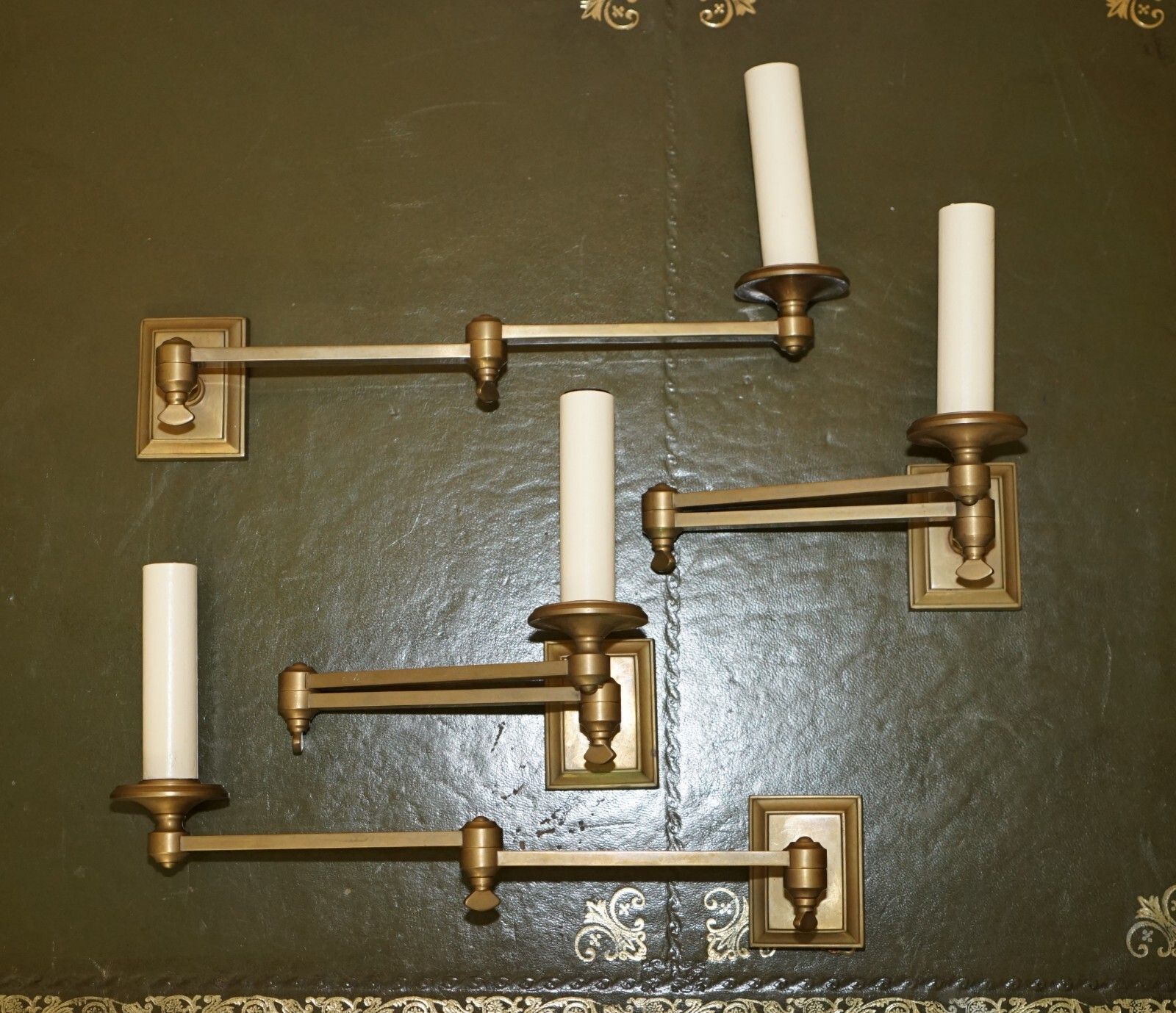 X2 Pairs Of Gilt Bronzed Brass Georgian Candle Sconce Articulated Wall Lights photo furniture