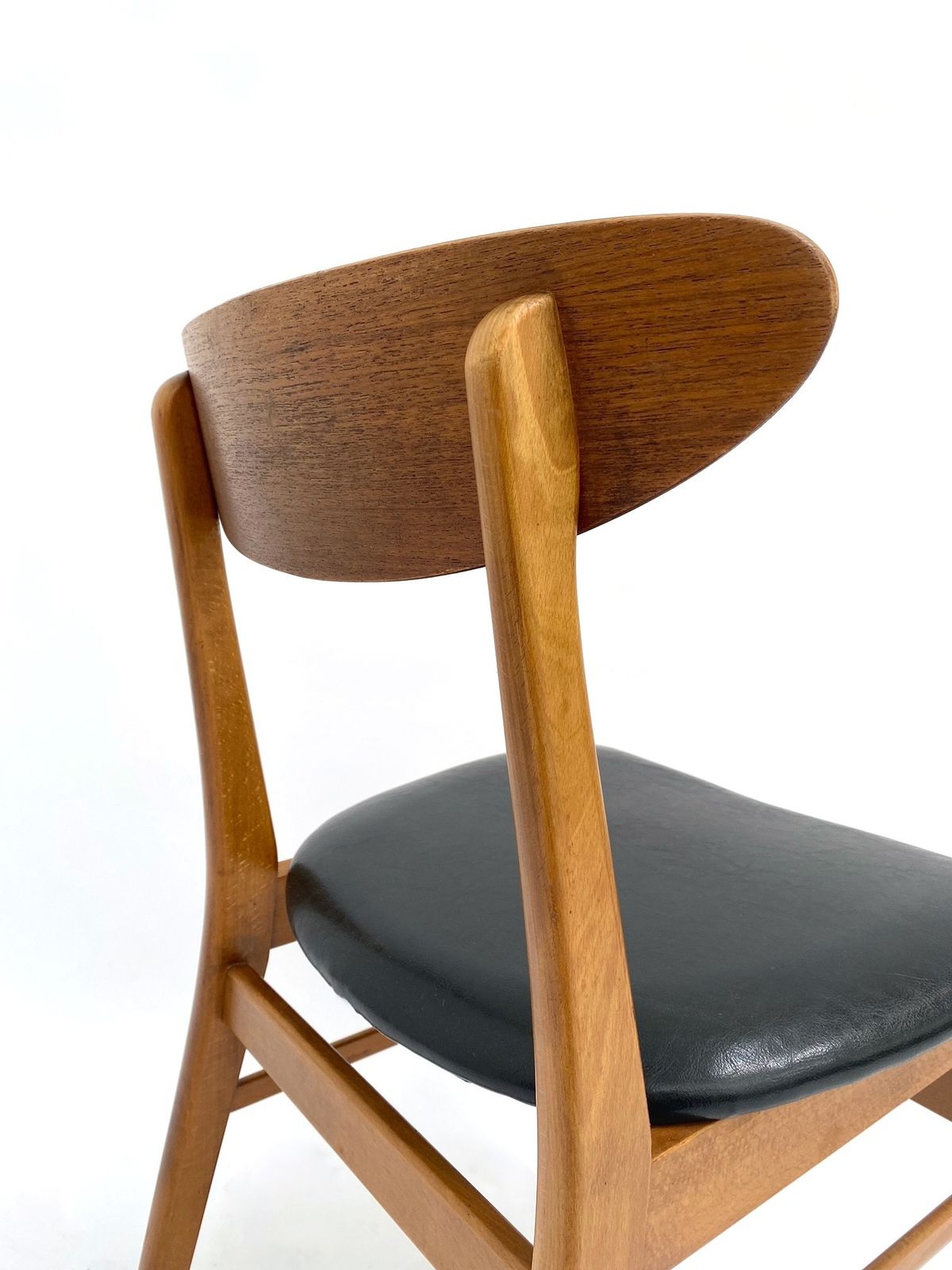 Danish Farstrup Model 210 Set Of 6 Teak And Black Vinyl Dining Chairs Mid Century 1960s photo vinterior