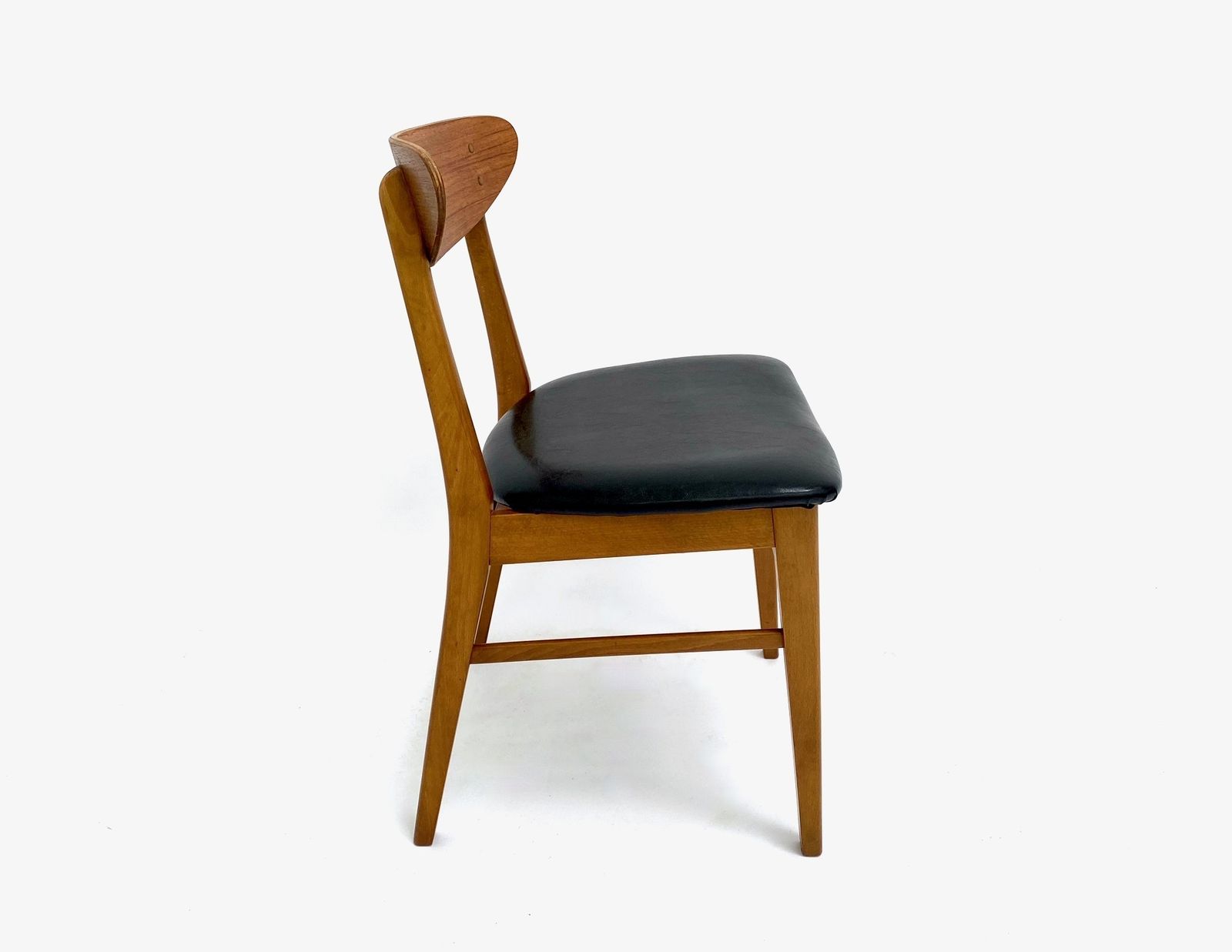 Danish Farstrup Model 210 Set Of 6 Teak And Black Vinyl Dining Chairs Mid Century 1960s photo buy