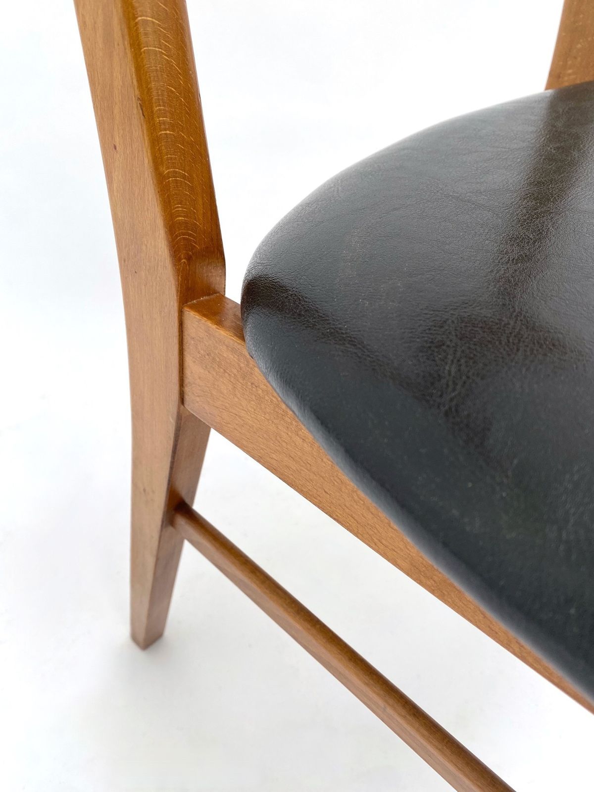 photo buy Danish Farstrup Model 210 Set Of 6 Teak And Black Vinyl Dining Chairs Mid Century 1960s