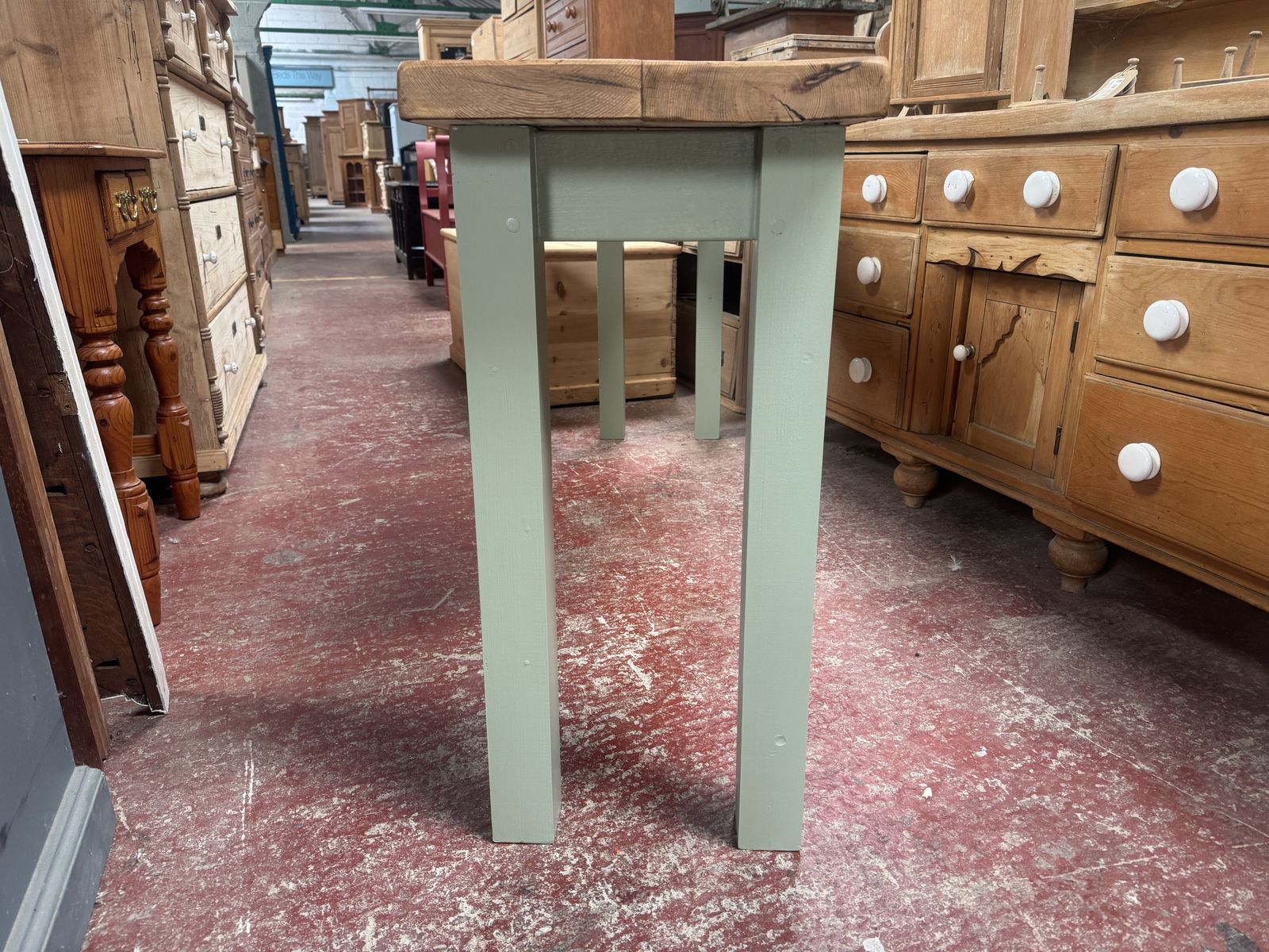 A Beautiful 6' (183cm) Long Hall/Side Table  In Pine Waxed And Painted photo for sale
