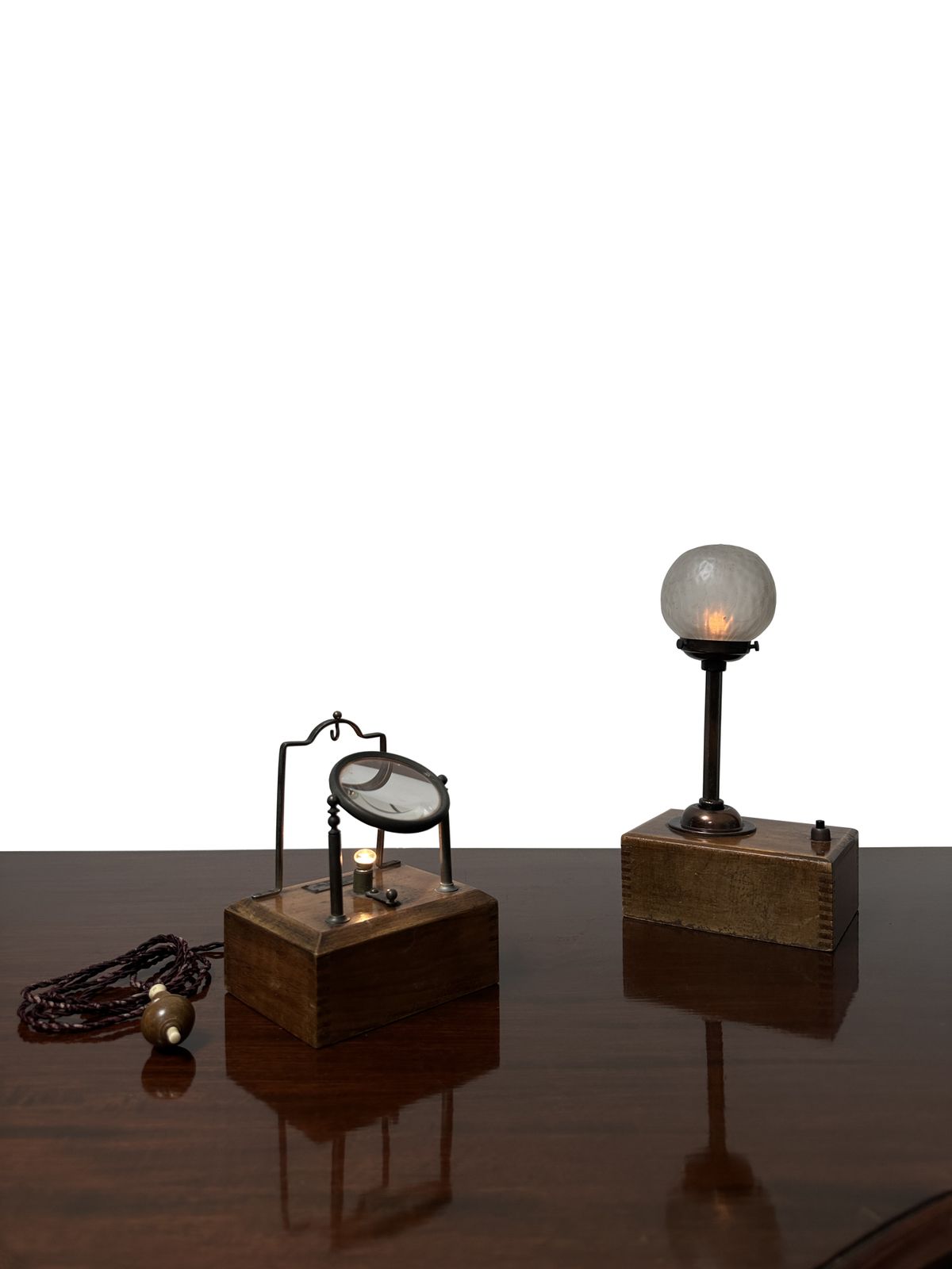 Pair Antique Magnifying Task Desk Lamp Opticians Medical Instruments By Aubrey Franks Of Manchester photo for sale